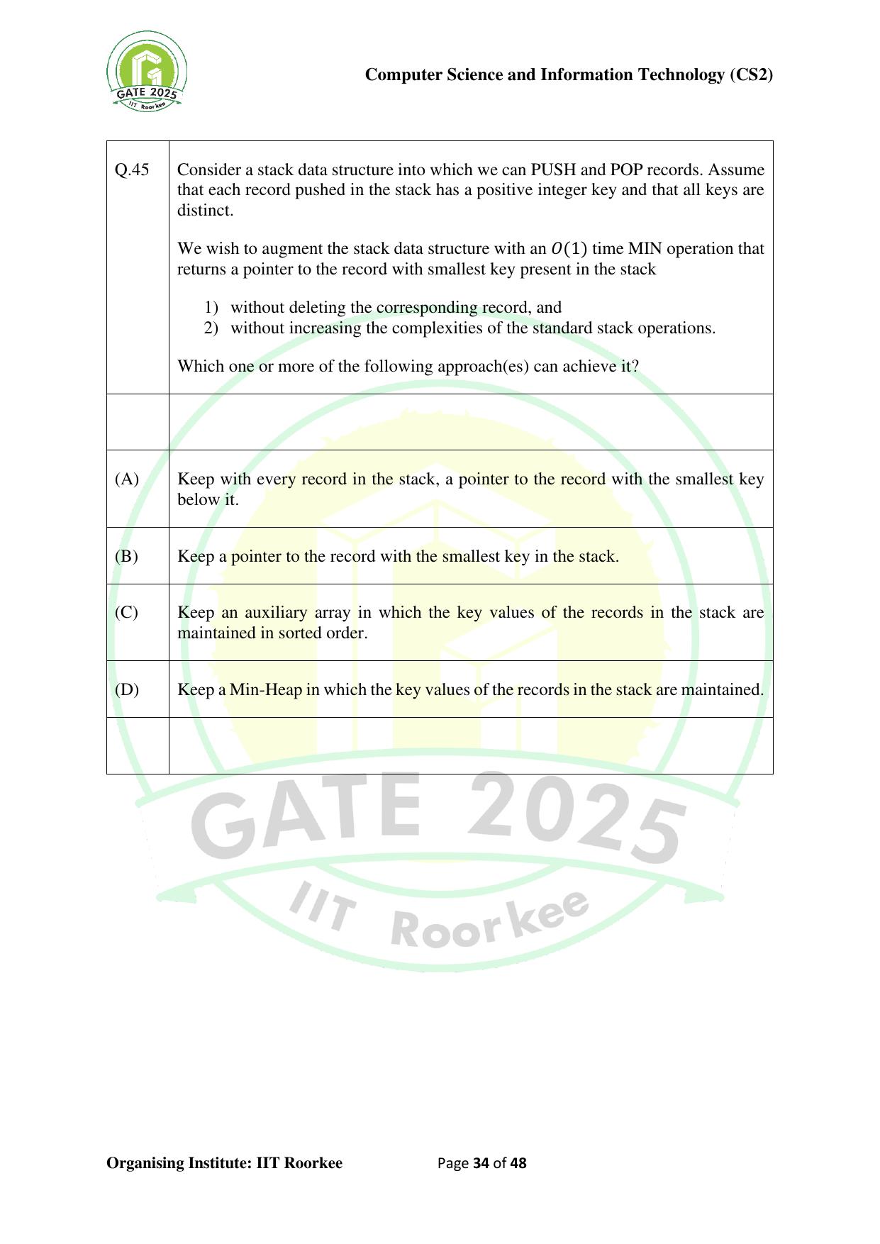 GATE 2025 Computer Science and Information Technology (CS-2) (Afternoon) Question Paper - Page 34