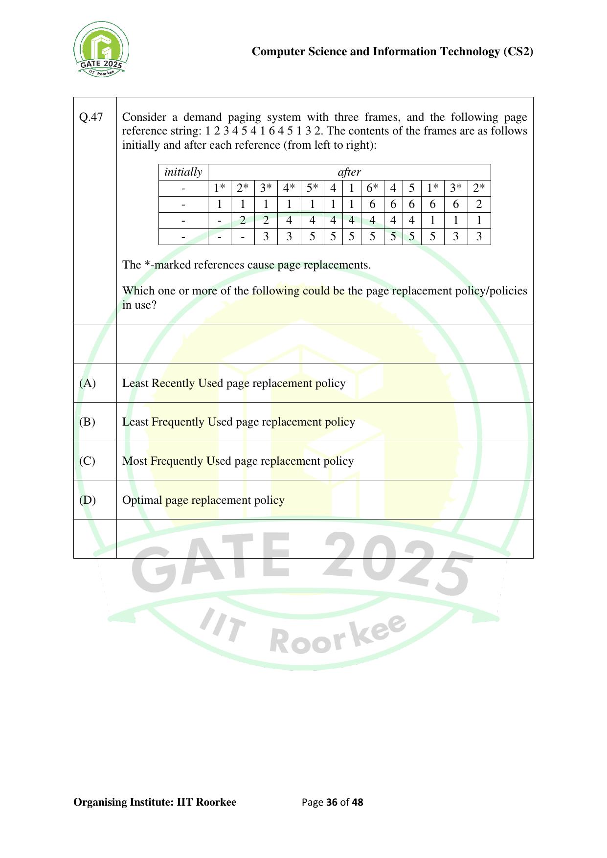 GATE 2025 Computer Science and Information Technology (CS-2) (Afternoon) Question Paper - Page 36