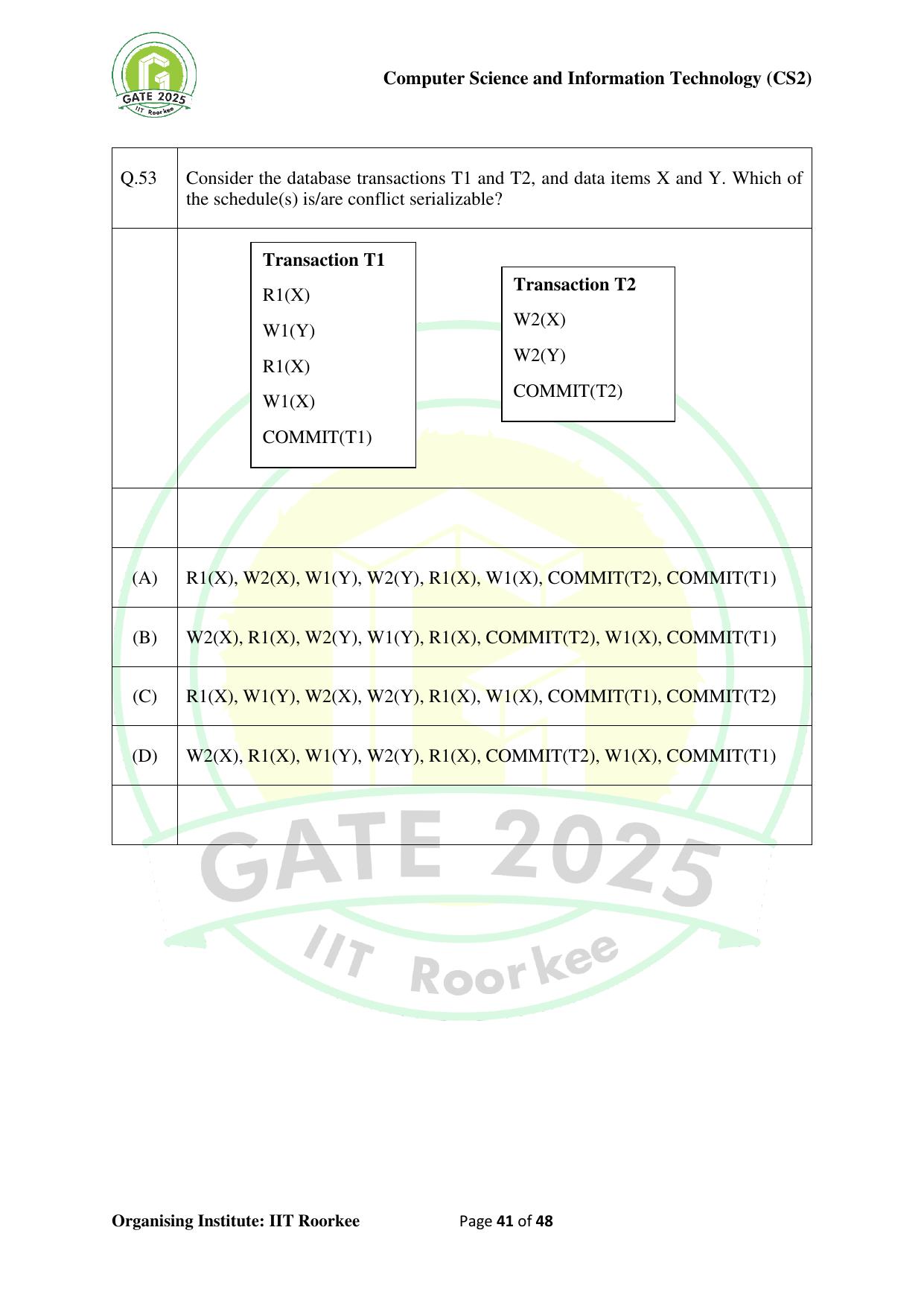 GATE 2025 Computer Science and Information Technology (CS-2) (Afternoon) Question Paper - Page 41