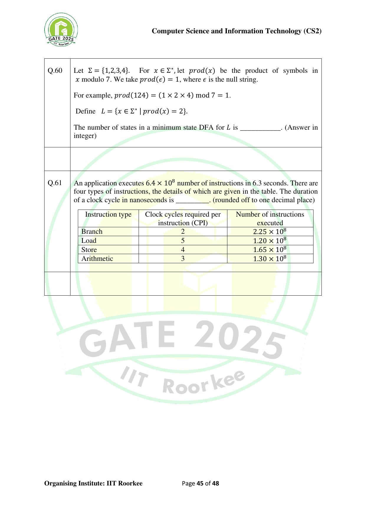 GATE 2025 Computer Science and Information Technology (CS-2) (Afternoon) Question Paper - Page 45