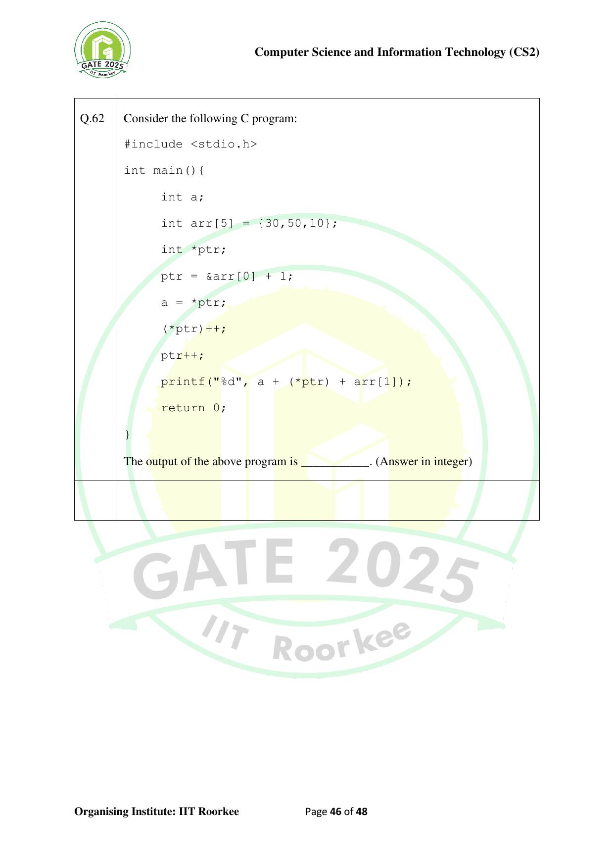GATE 2025 Computer Science and Information Technology (CS-2) (Afternoon) Question Paper - Page 46