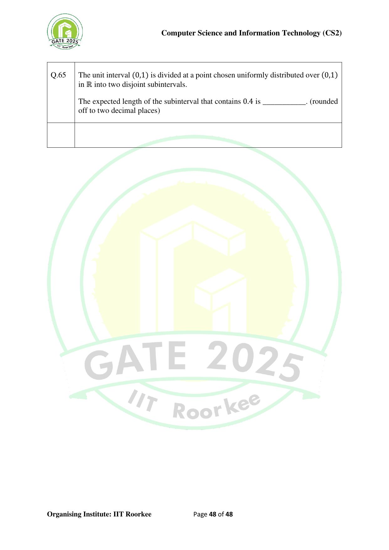 GATE 2025 Computer Science and Information Technology (CS-2) (Afternoon) Question Paper - Page 48