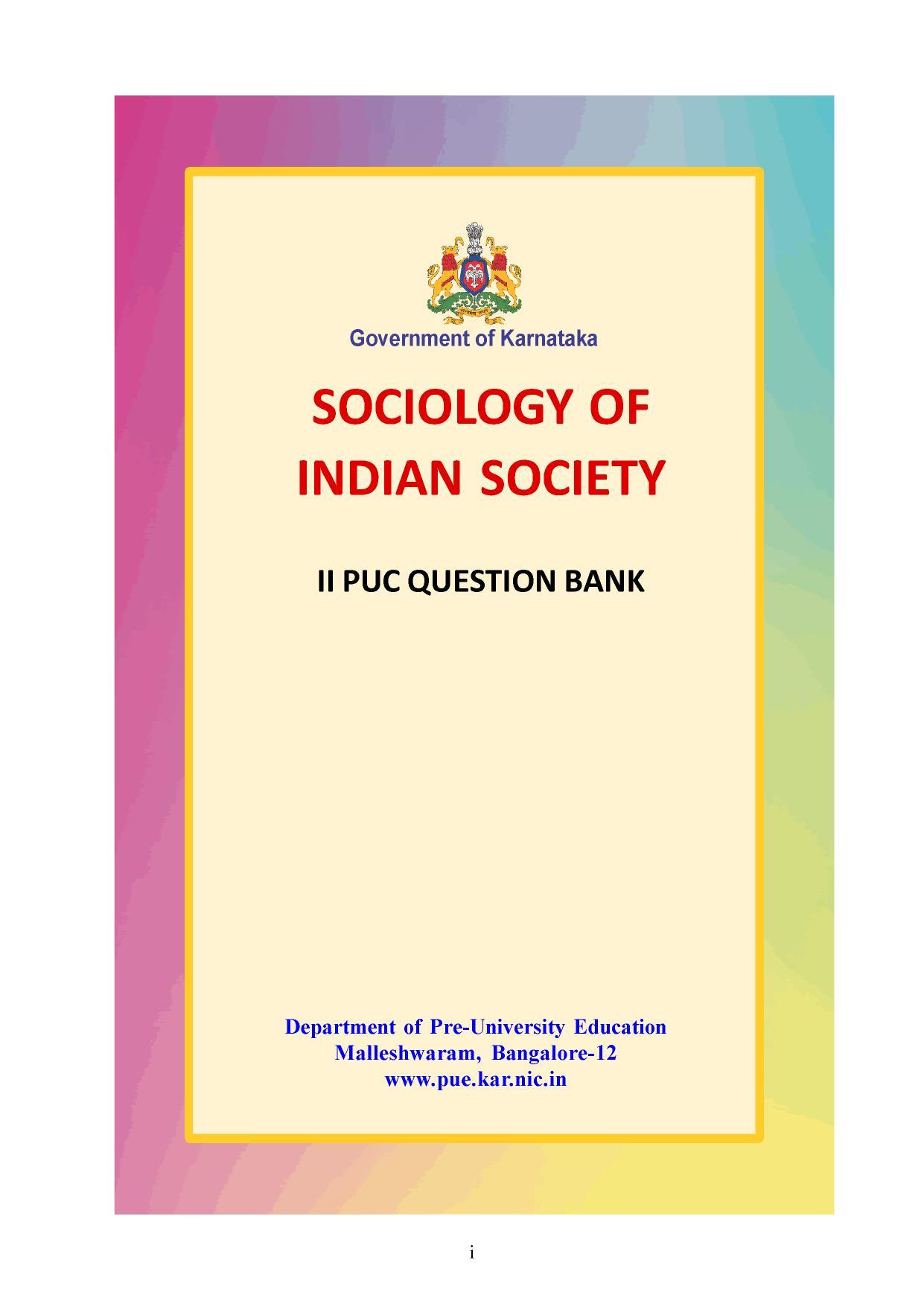 Karnataka 2nd PUC Question Bank for Sociology - Page 1