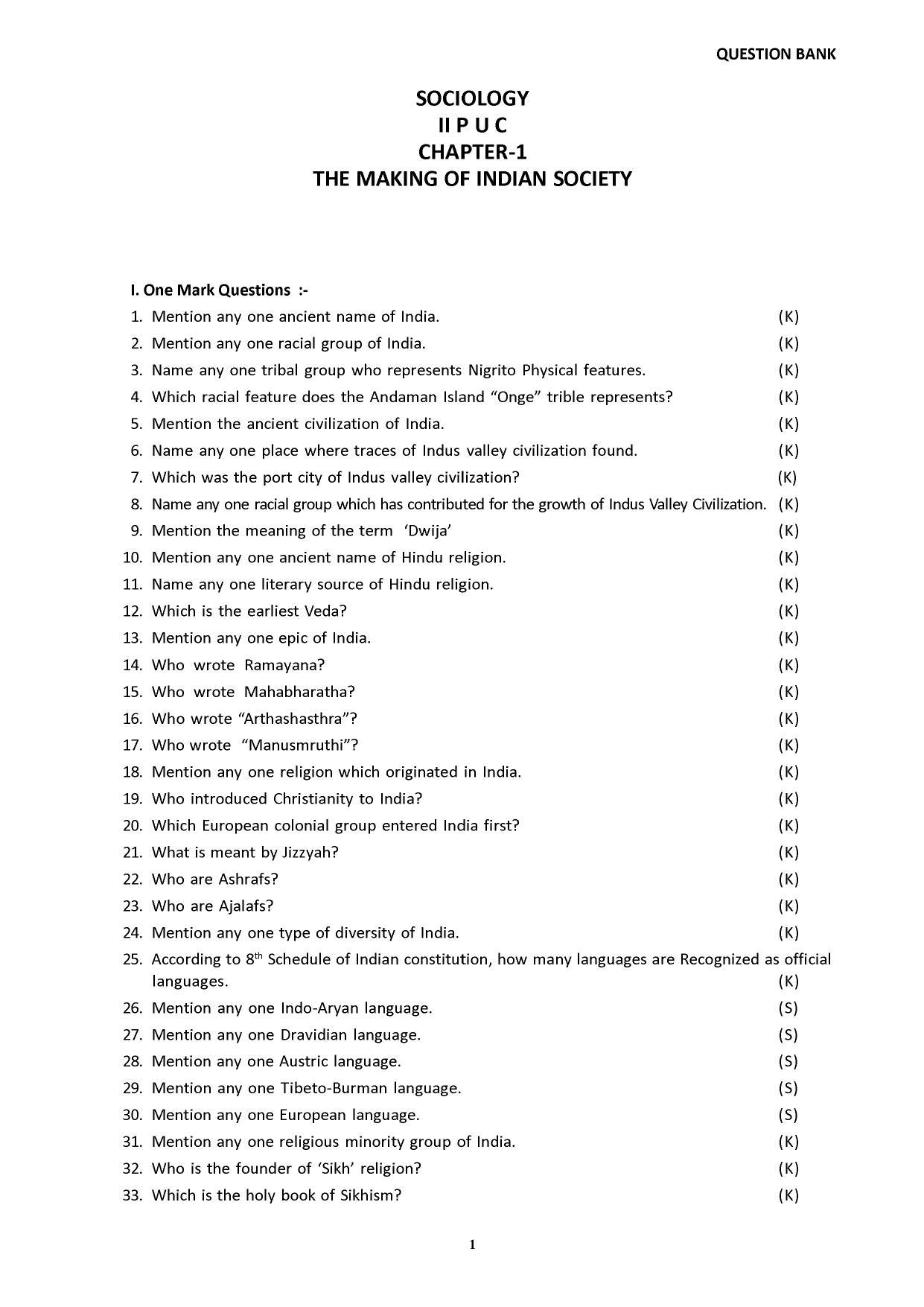 Karnataka 2nd PUC Question Bank for Sociology - Page 9