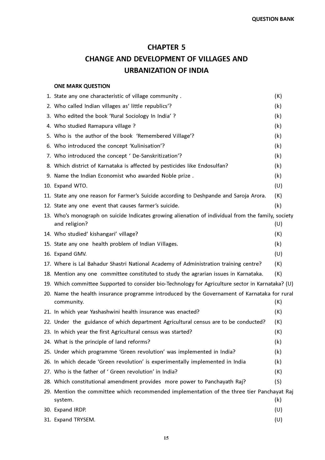 Karnataka 2nd PUC Question Bank for Sociology - Page 23
