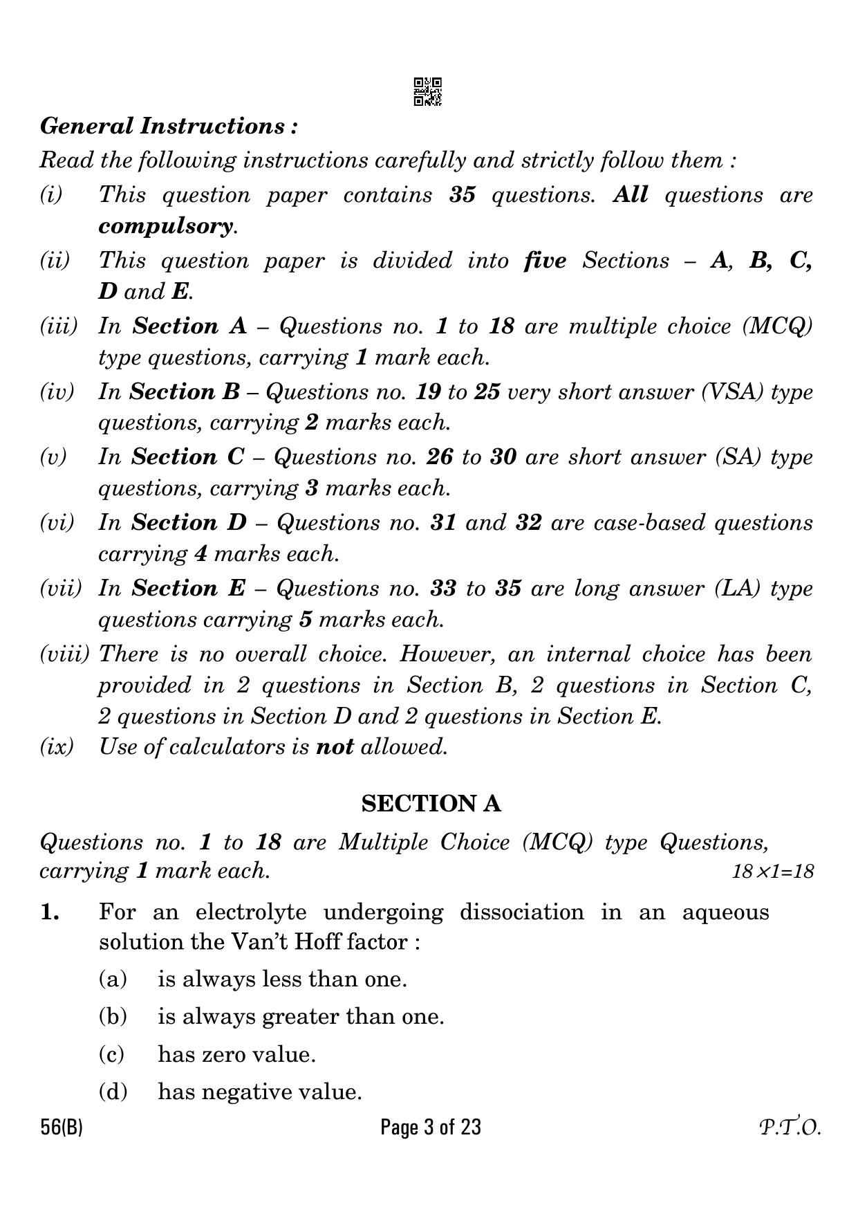 CBSE Class 12 56-B Chemistry for visually impaired 2023 Question Paper - Page 3