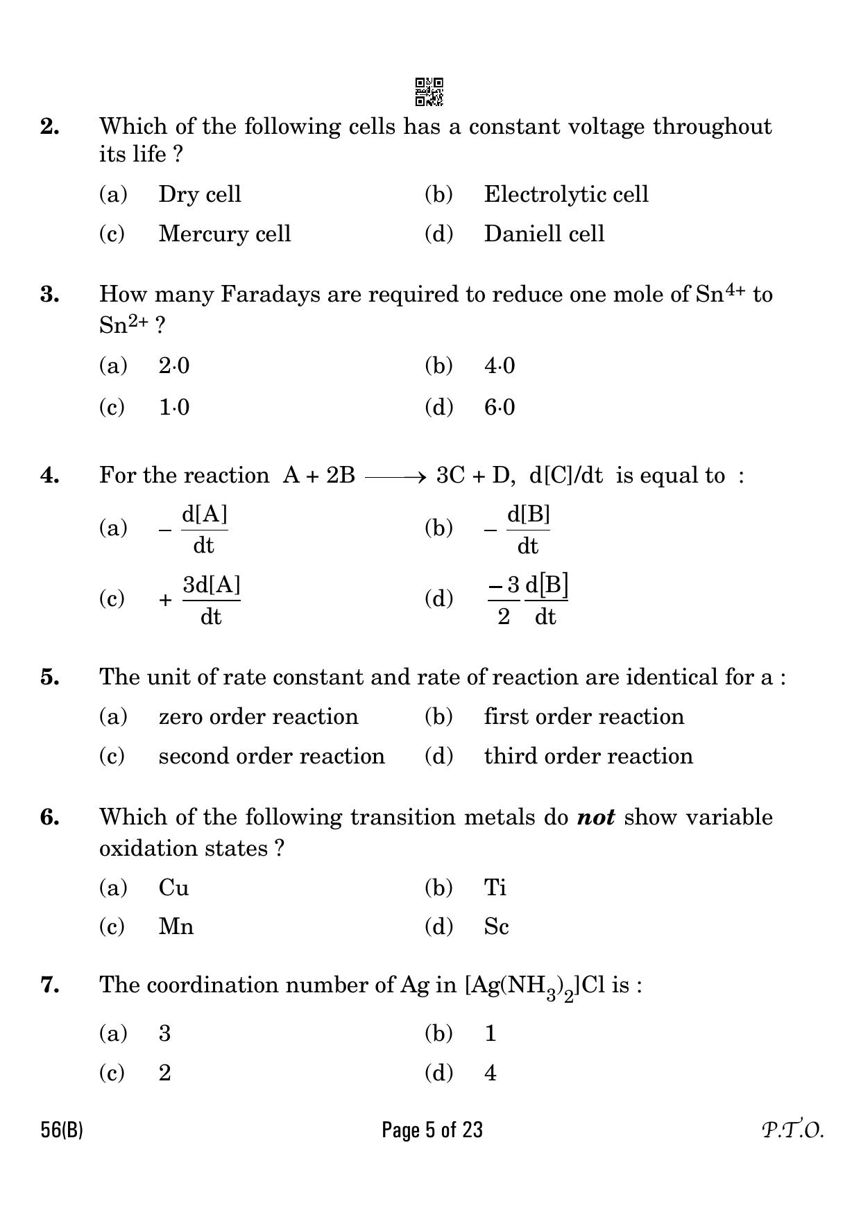 CBSE Class 12 56-B Chemistry for visually impaired 2023 Question Paper - Page 5