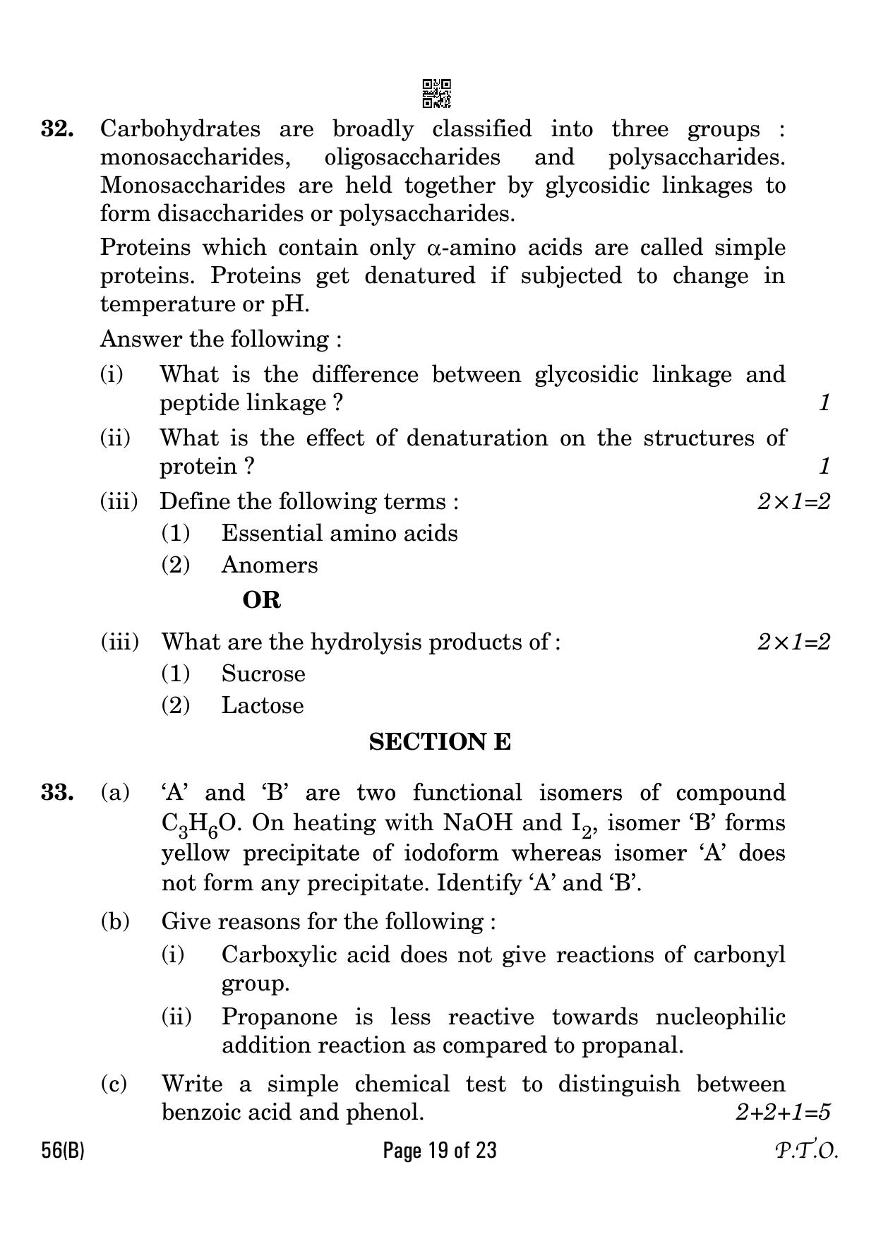 CBSE Class 12 56-B Chemistry for visually impaired 2023 Question Paper - Page 19