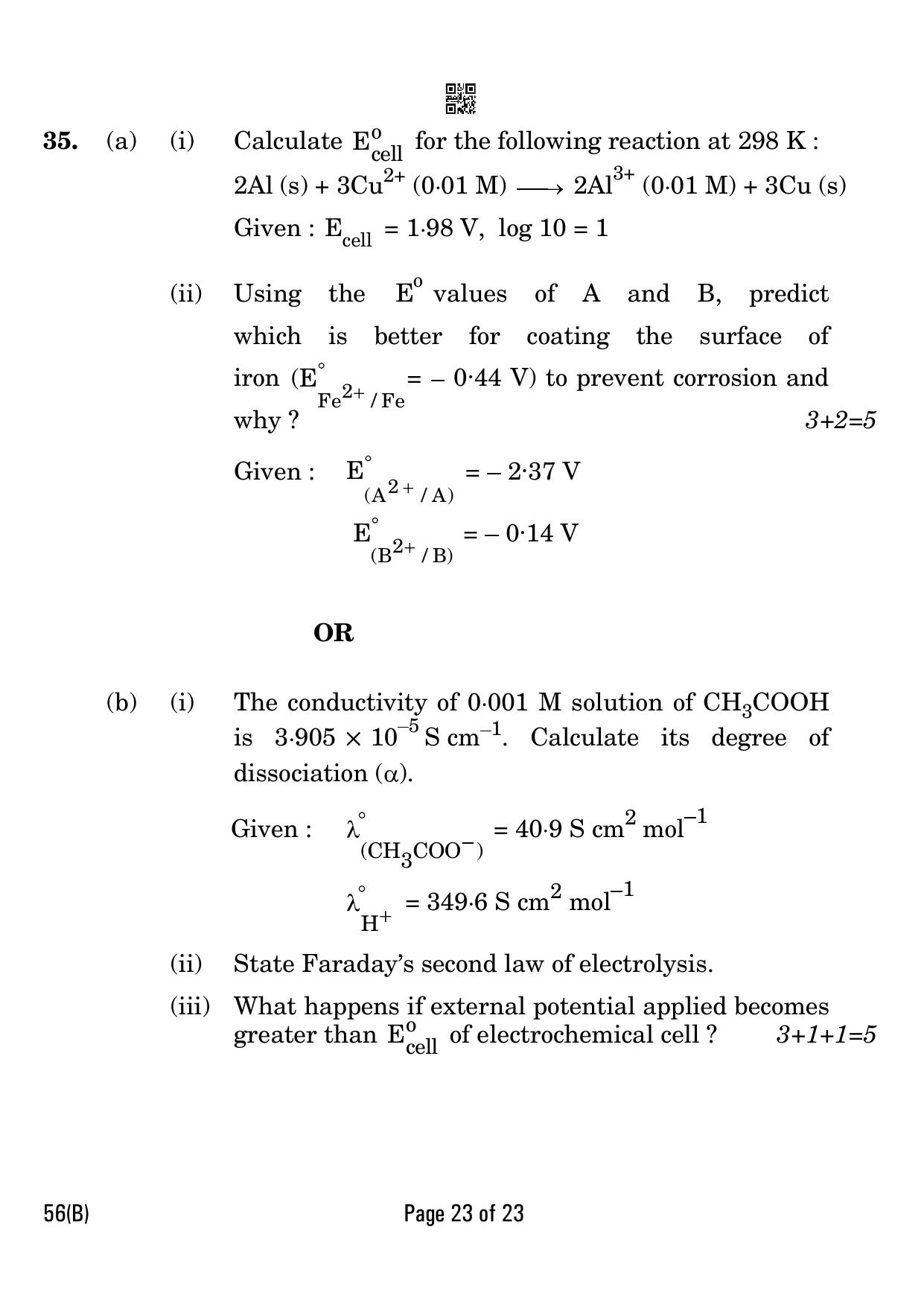 CBSE Class 12 56-B Chemistry for visually impaired 2023 Question Paper - Page 23