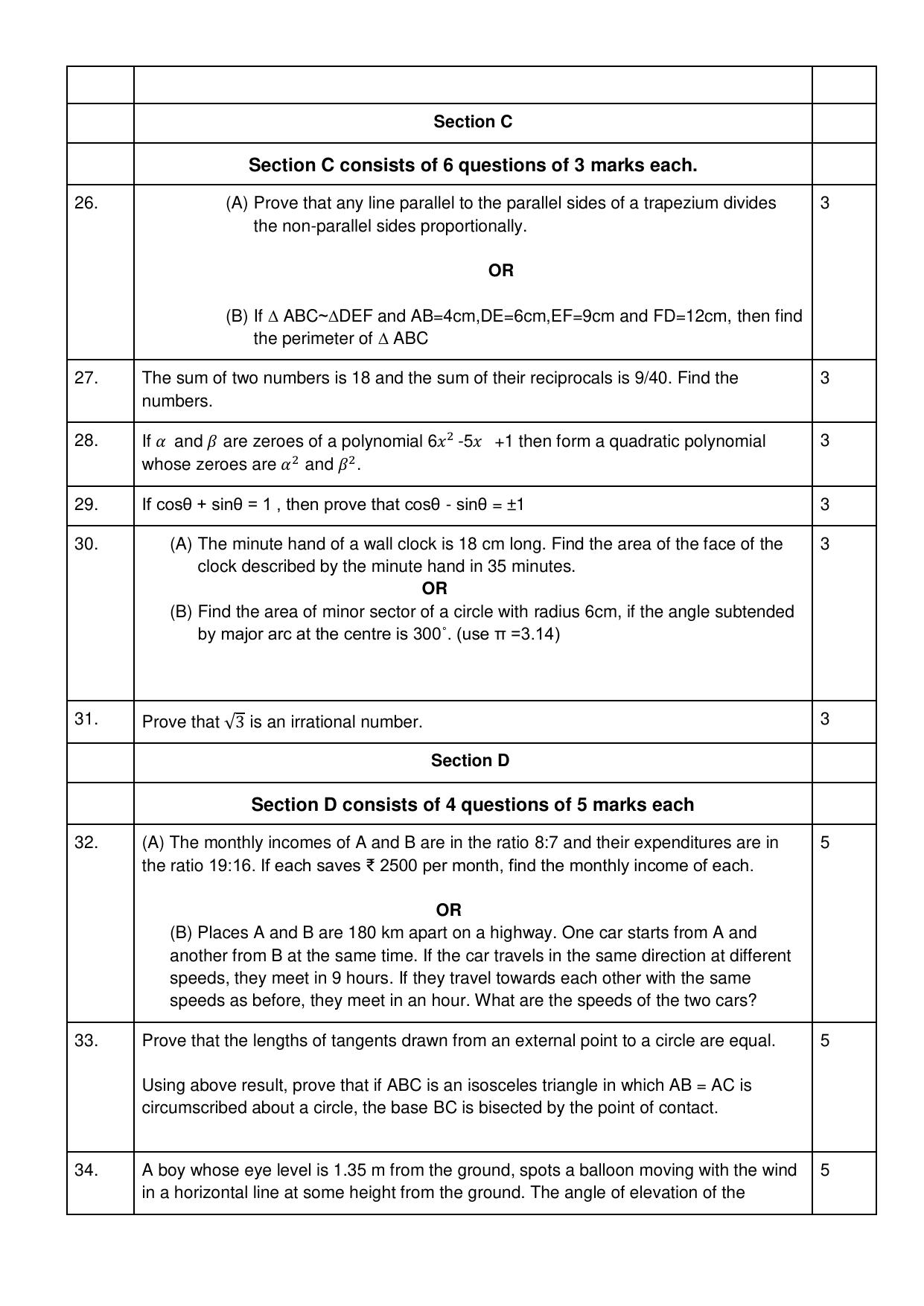 CBSE Class 10 Mathematics (Standard) (For Visually Impaired) Sample Paper 2025 - Page 4