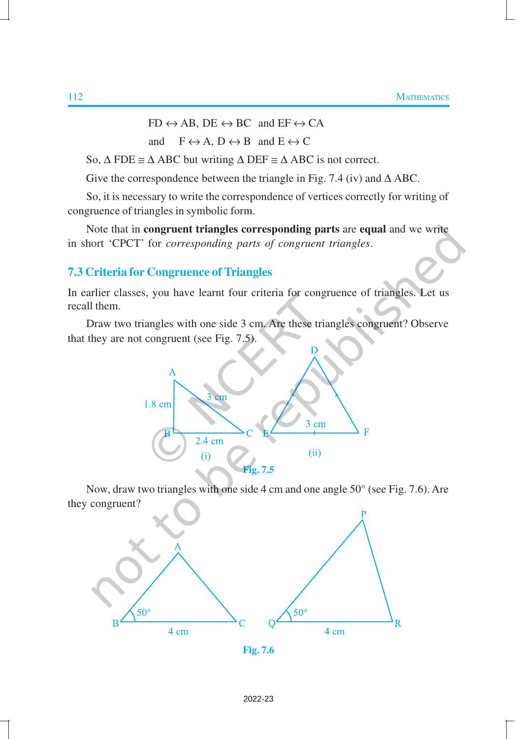 NCERT Book for Class 9 Maths Chapter 7 Triangles - Page 4