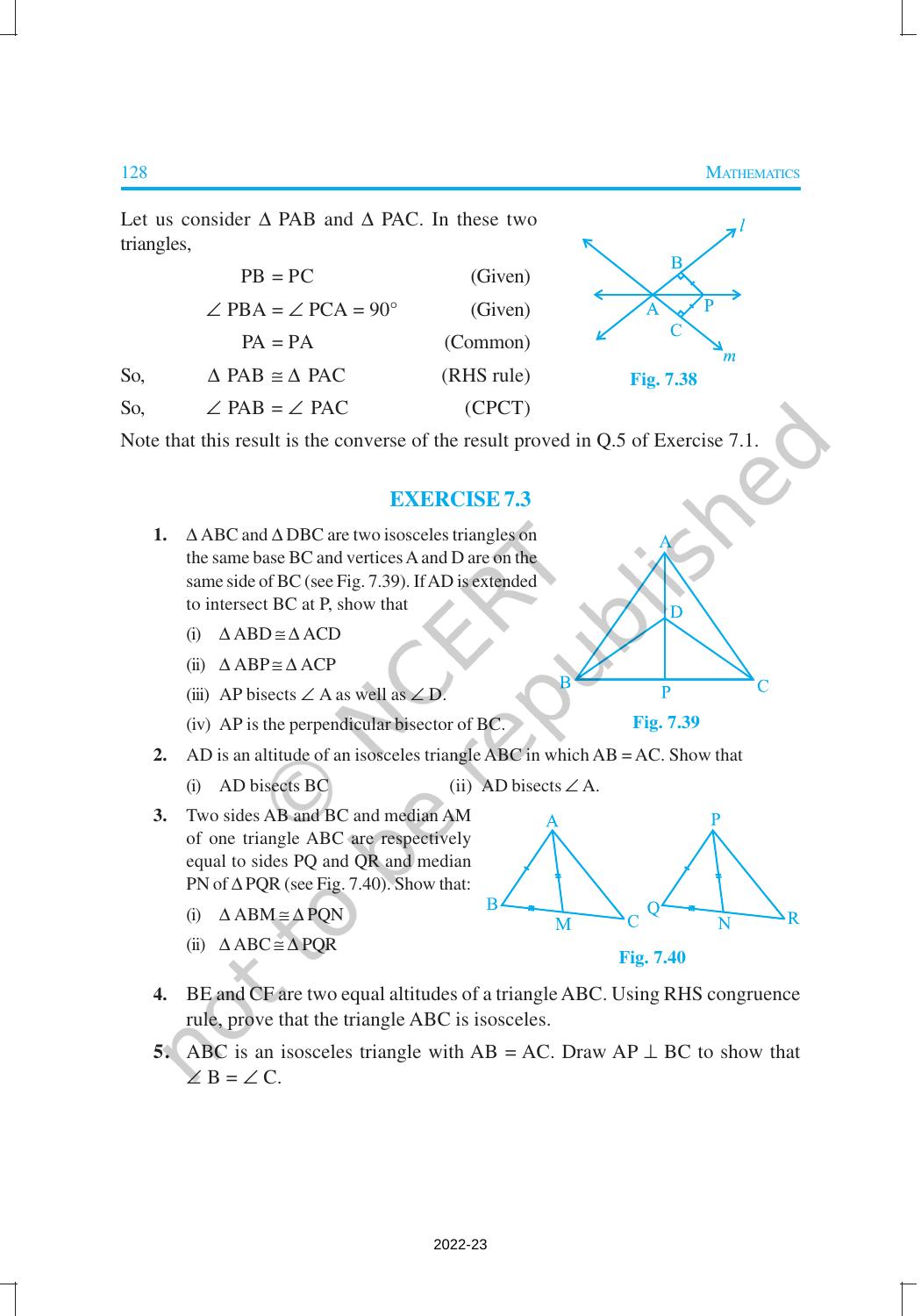 NCERT Book for Class 9 Maths Chapter 7 Triangles - Page 20