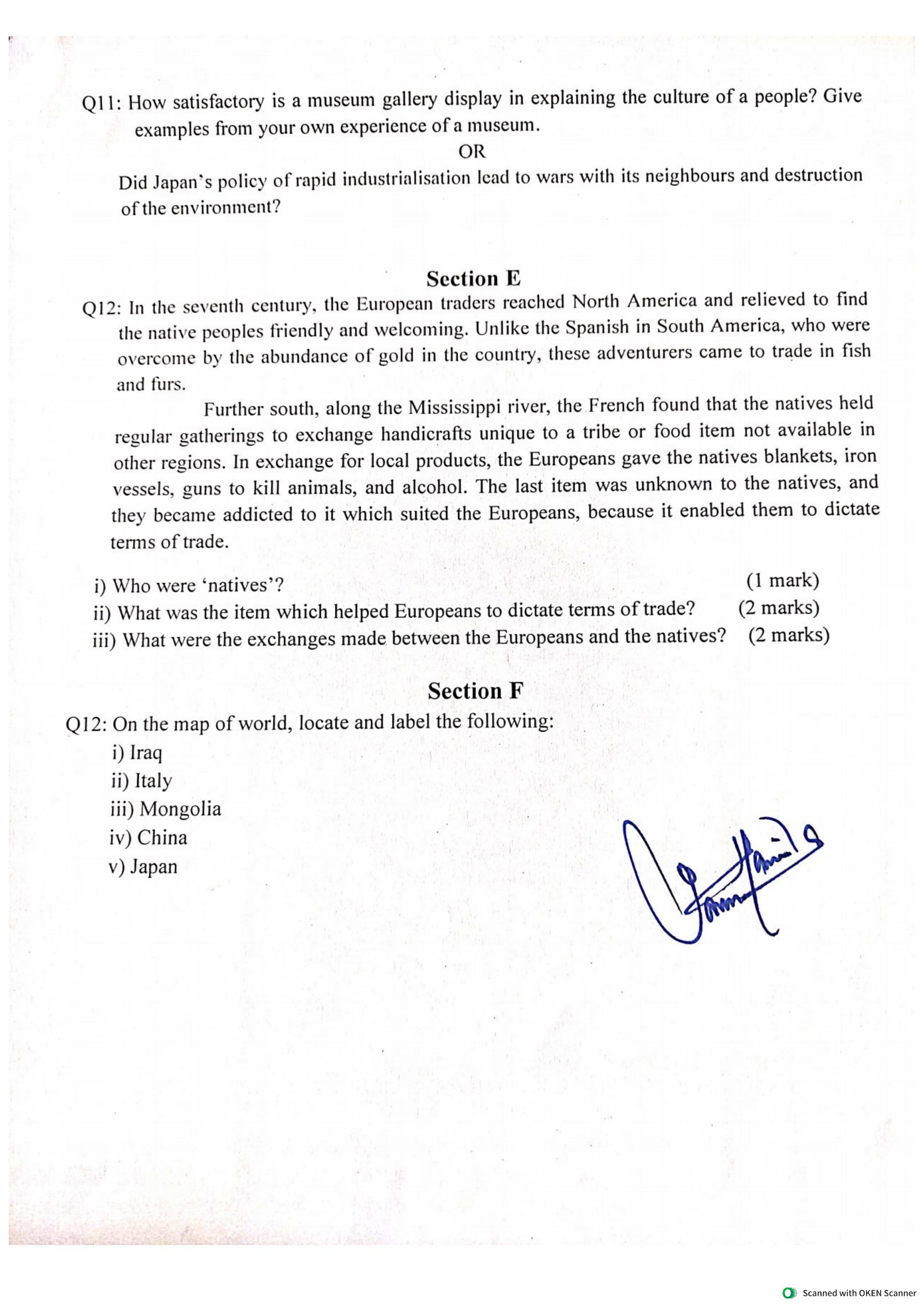 JKBOSE Class 11 History Model Question Paper - Page 3