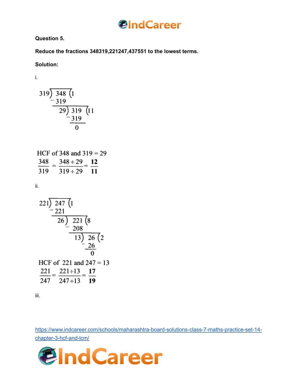 Maharashtra Board Solutions Class 7-Maths (Practice Set 14): Chapter 3- HCF and LCM - Page 8