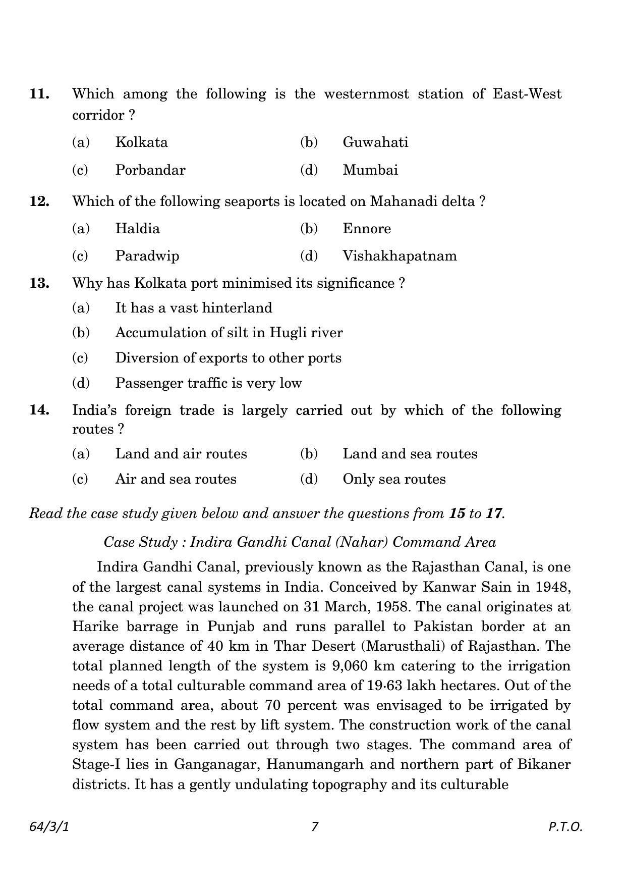 CBSE Class 12 64-3-1 Geography 2023 Question Paper - Page 7