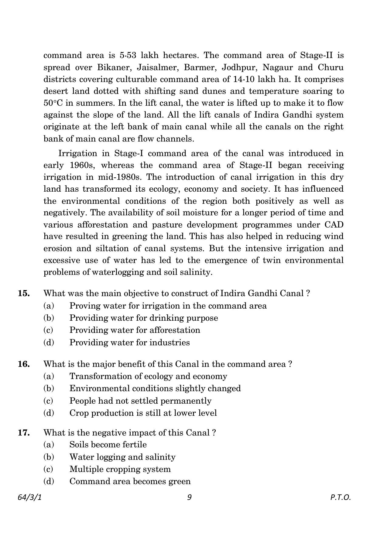 CBSE Class 12 64-3-1 Geography 2023 Question Paper - Page 9