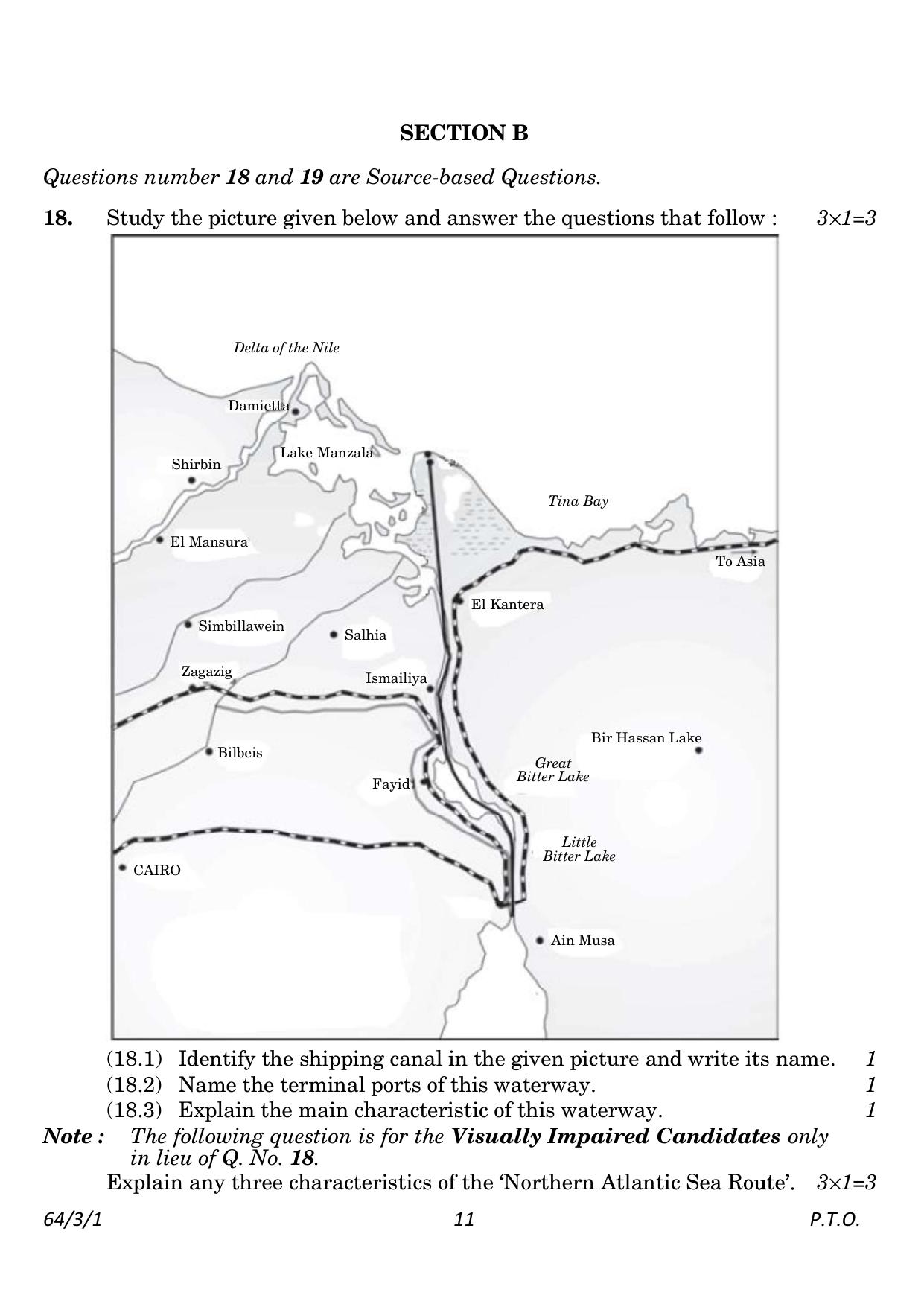CBSE Class 12 64-3-1 Geography 2023 Question Paper - Page 11