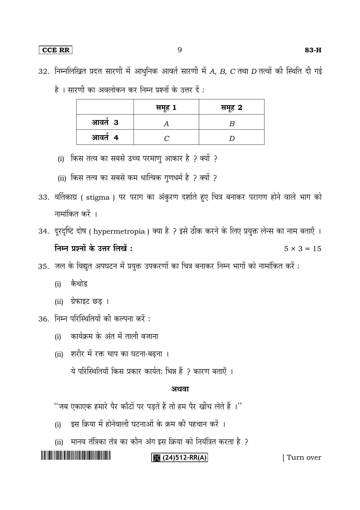Karnataka SSLC Science (HINDI Medium) - 83-H-RR(A)%20Revised_h1 (Supplementary) June 2019 Question Paper - Page 9