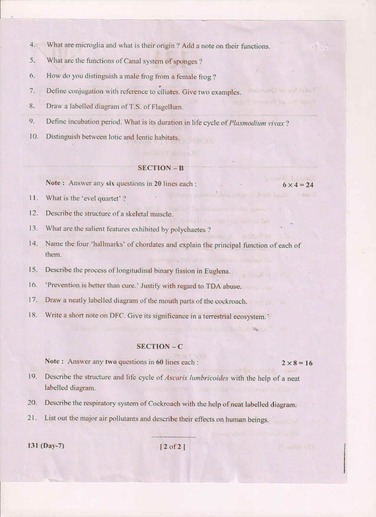 AP Inter 1st Year Zoology-I (EM) March 2018 (General) Question Paper - Page 2