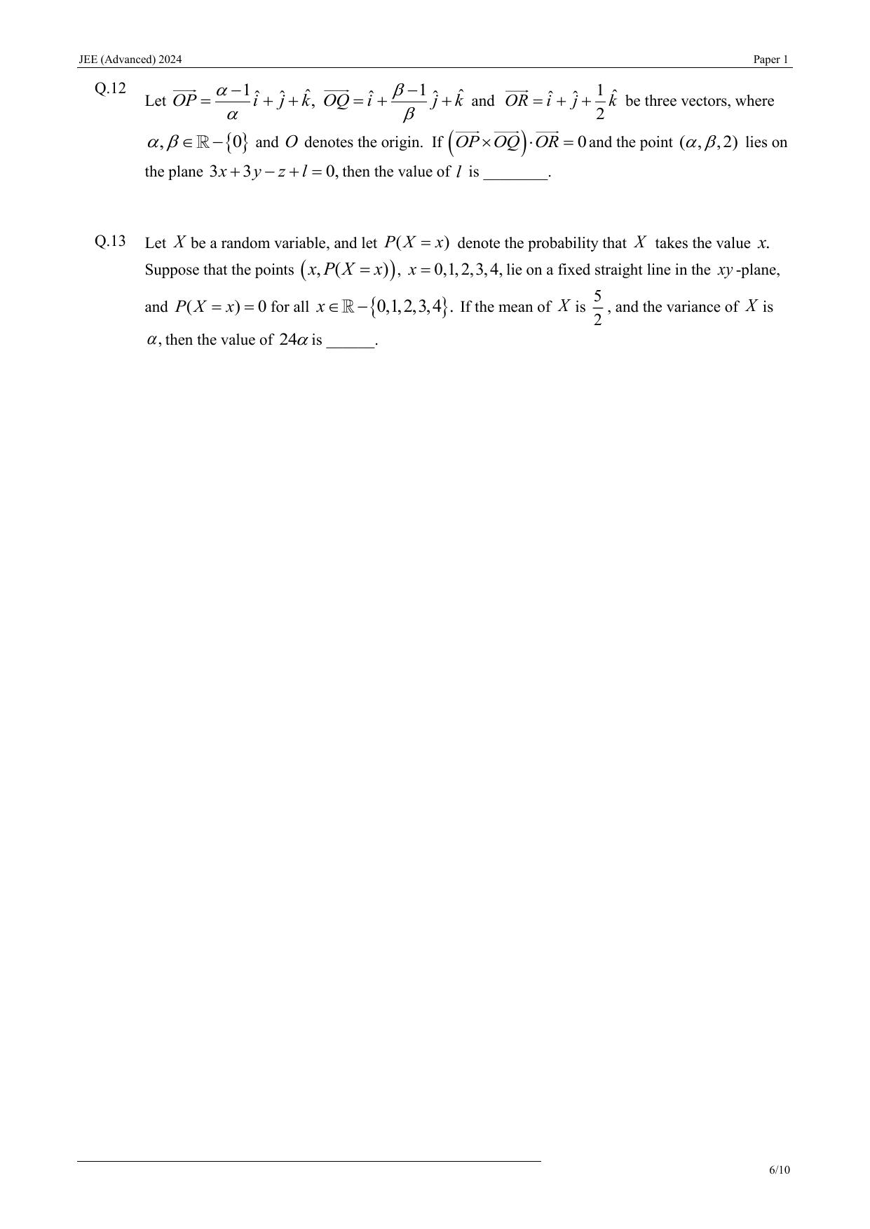 JEE (Advanced) 2024 Paper I - Mathematics Question Paper - Page 6