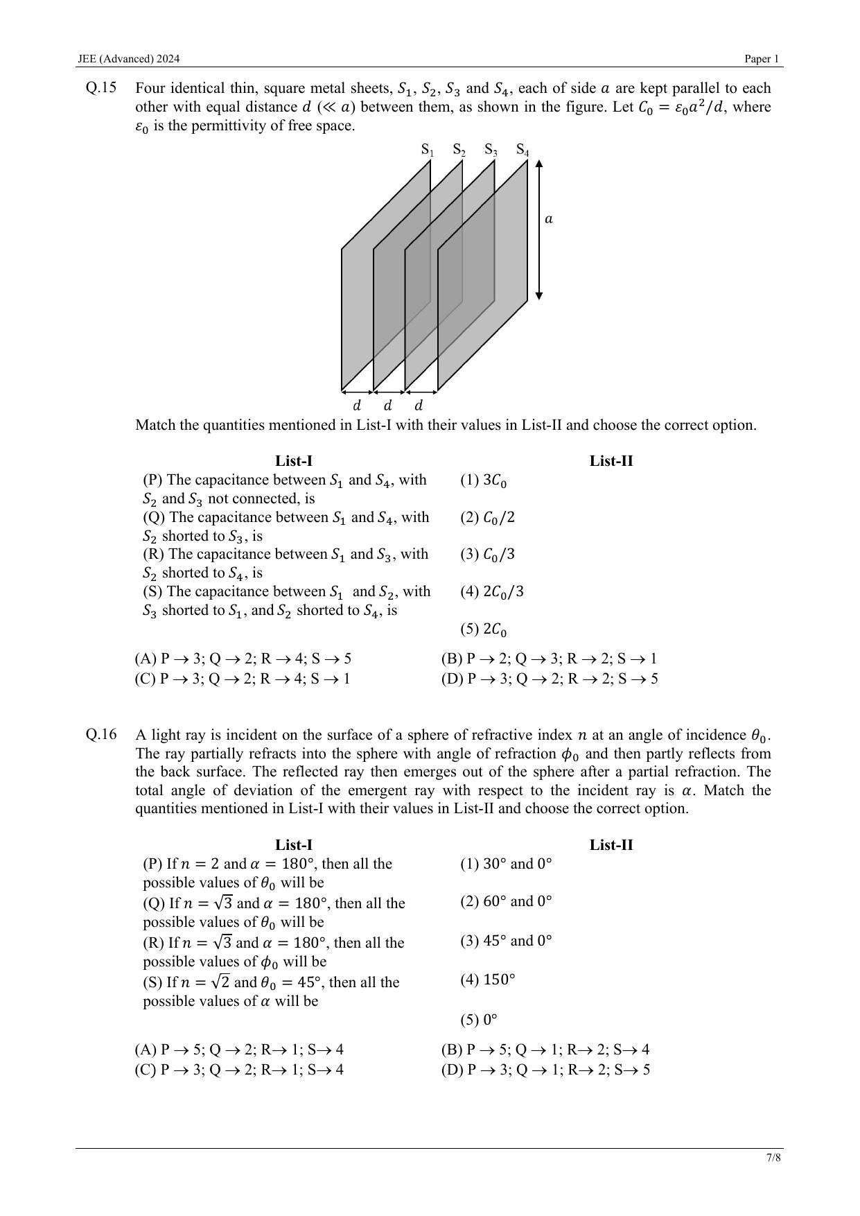 JEE (Advanced) 2024 Paper I - Mathematics Question Paper - Page 17