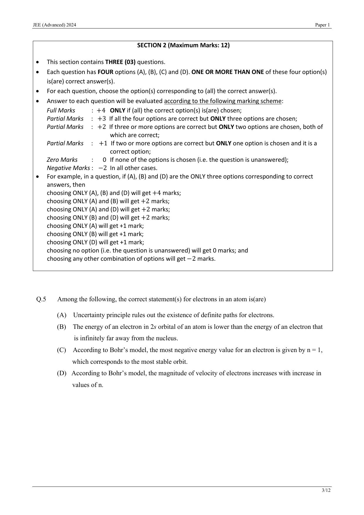 JEE (Advanced) 2024 Paper I - Mathematics Question Paper - Page 21