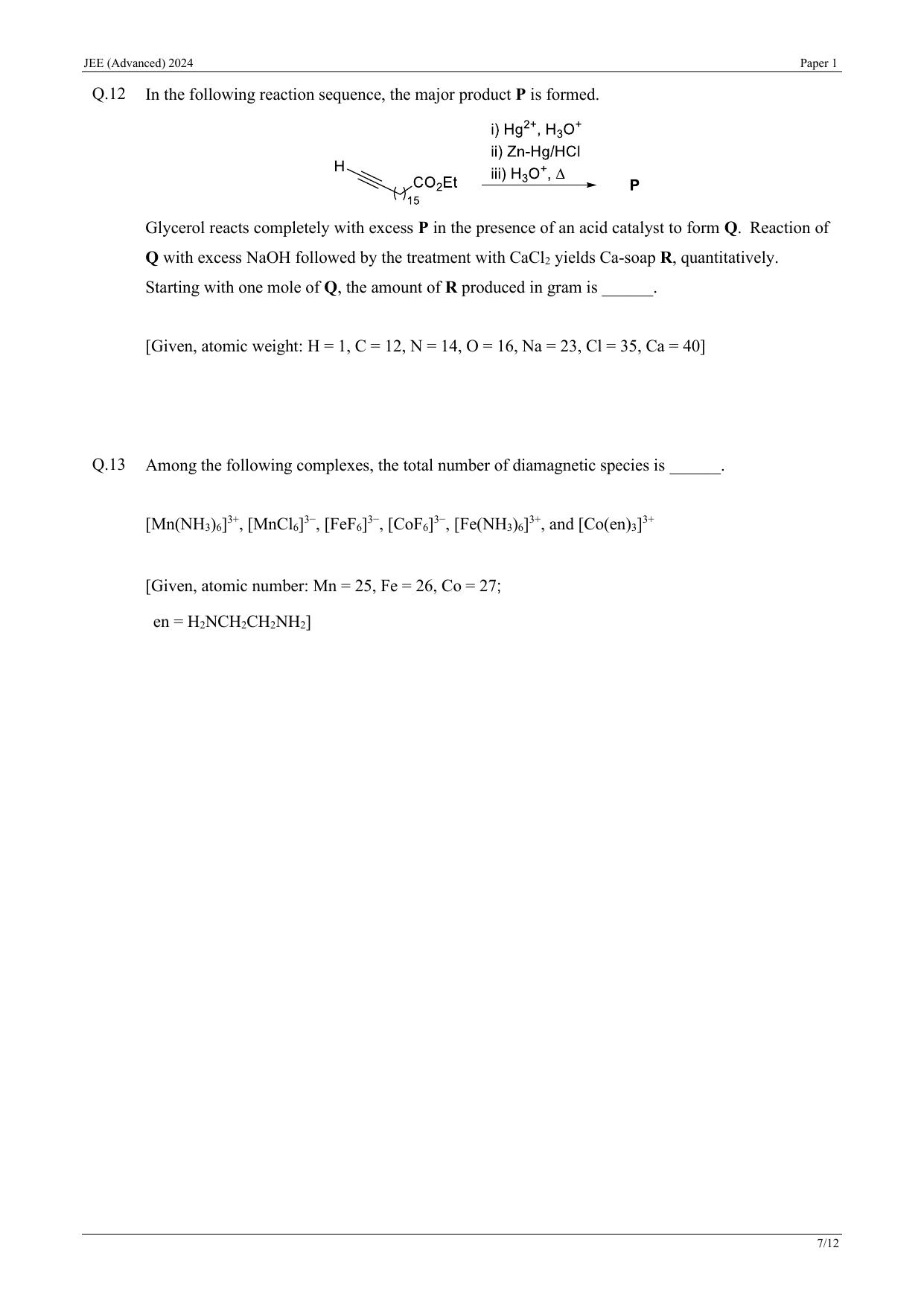 JEE (Advanced) 2024 Paper I - Mathematics Question Paper - Page 25