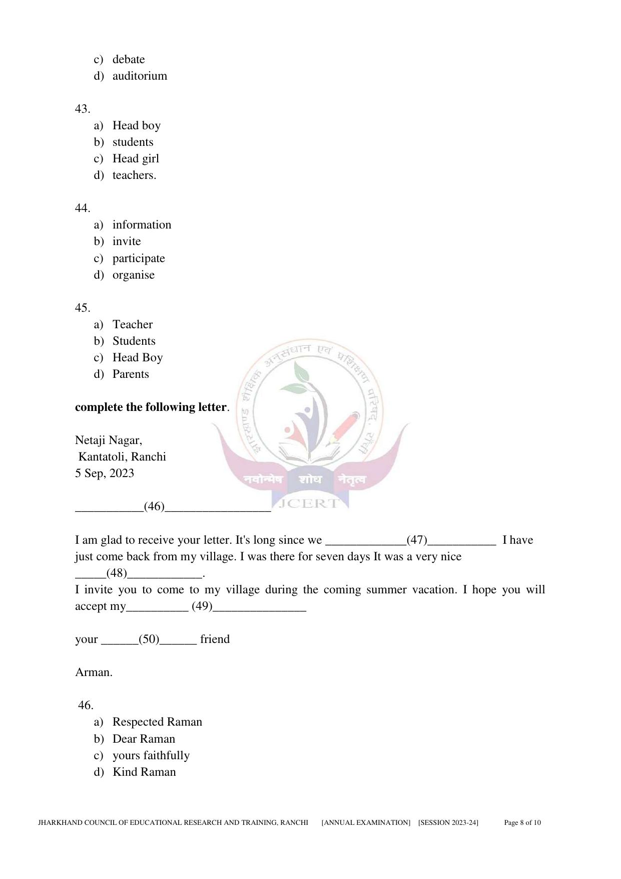 JAC Board Class 8th 2024 Model Paper - Page 8