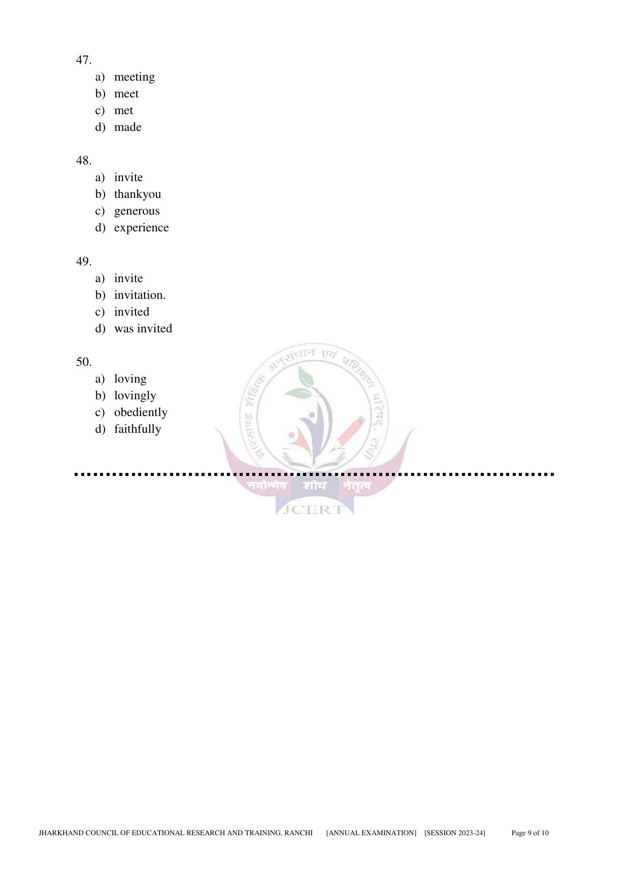 JAC Board Class 8th 2024 Model Paper - Page 9