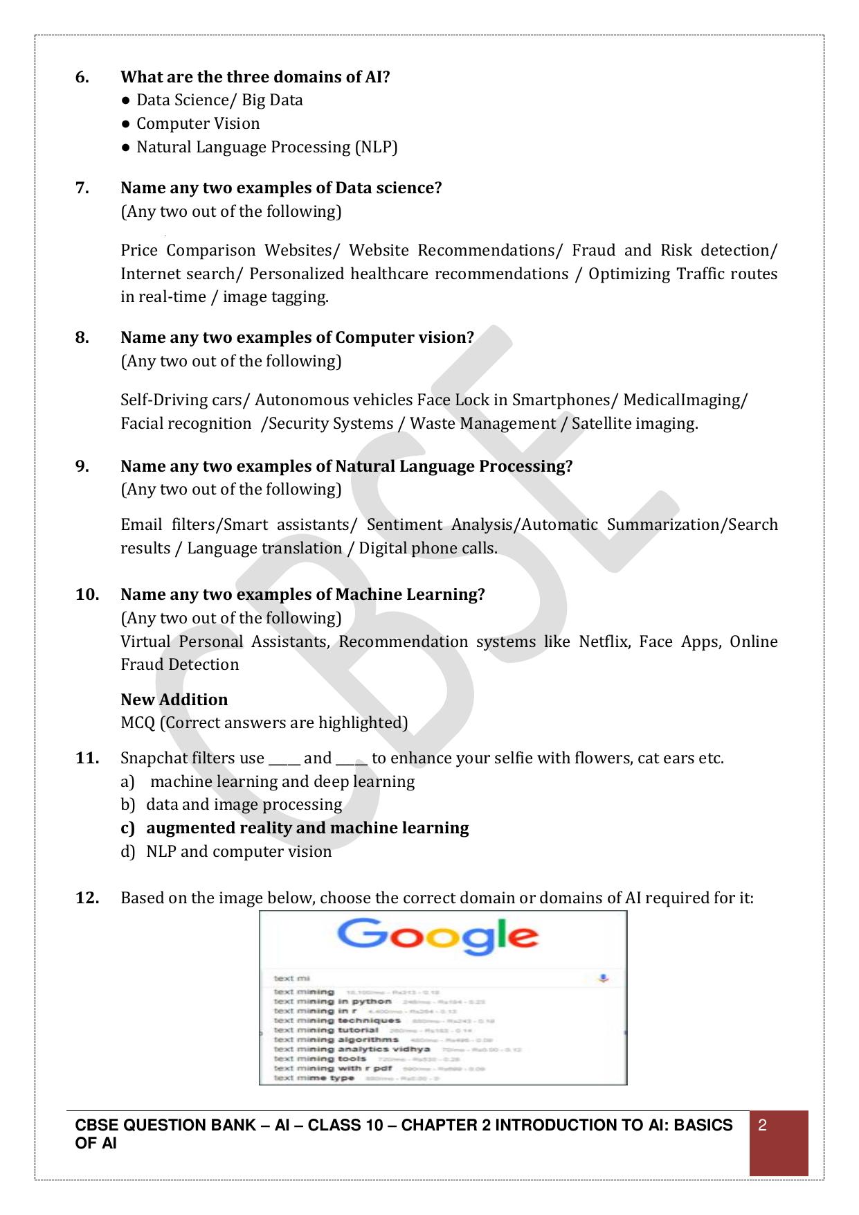 CBSE Class 10 Artificial Intelligence - Chapter 2 Question Bank - Page 2