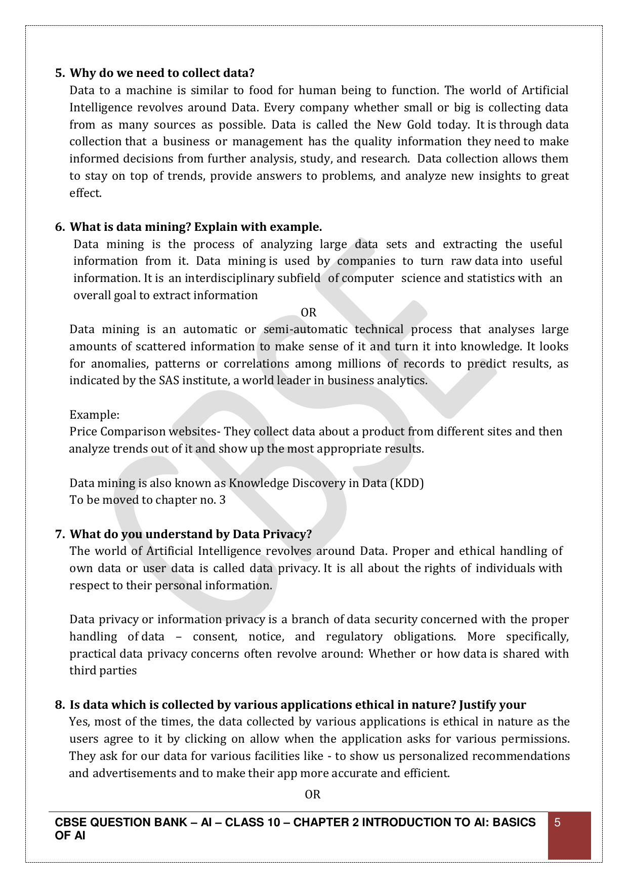 CBSE Class 10 Artificial Intelligence - Chapter 2 Question Bank - Page 5