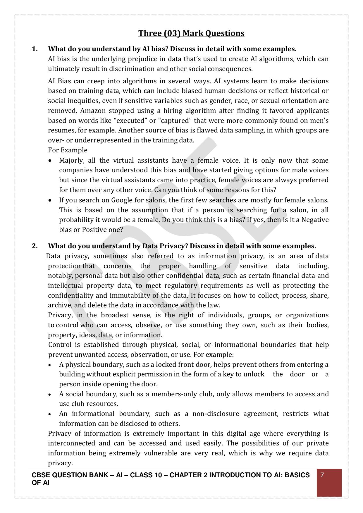 CBSE Class 10 Artificial Intelligence - Chapter 2 Question Bank - Page 7
