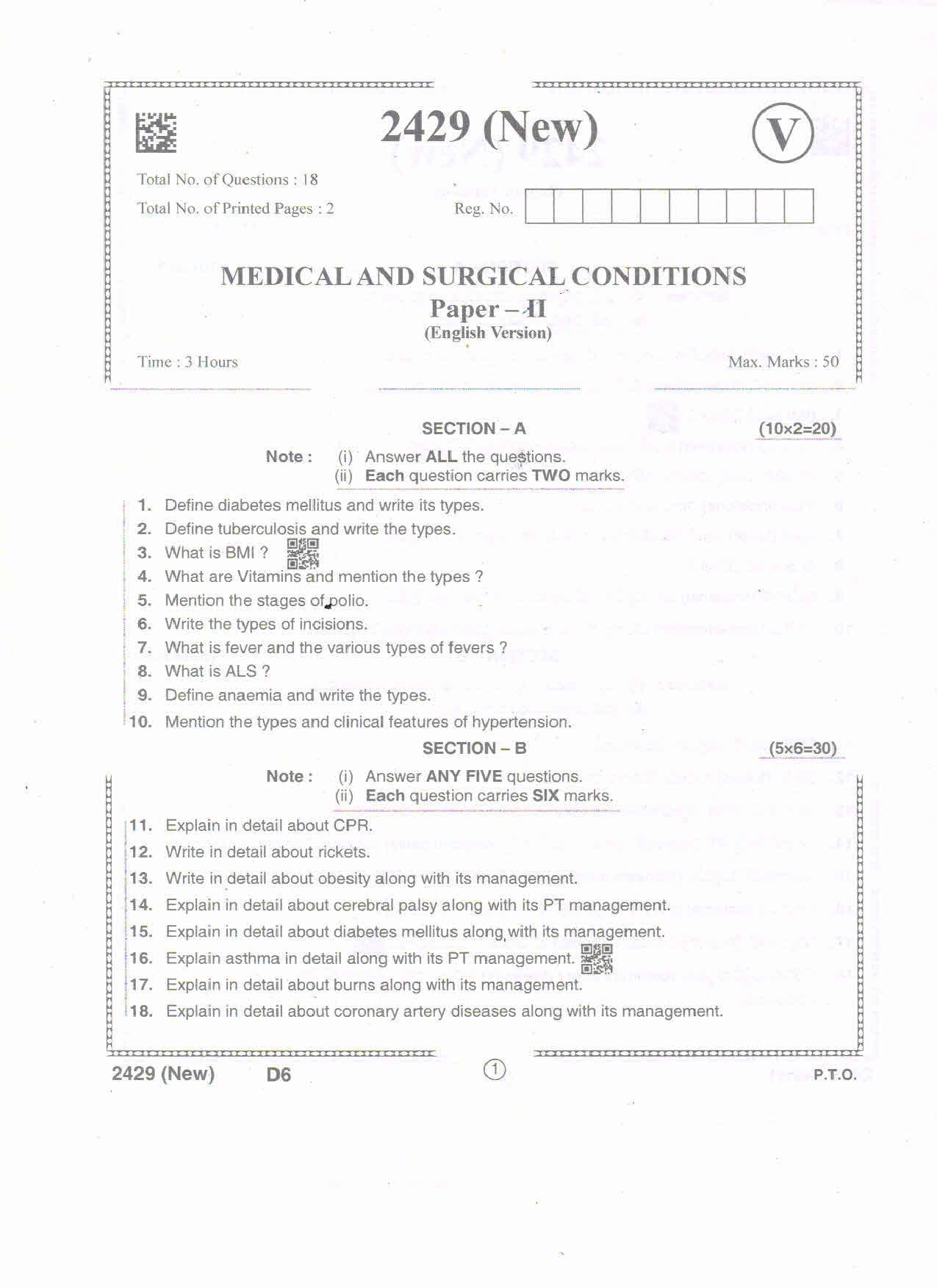 AP Intermediate 2nd Year Vocational Question Paper September-2021- Medical&Surgical_Conditions-II - Page 1