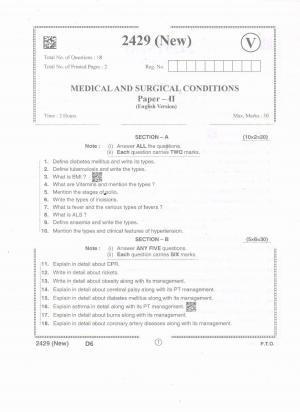 AP Intermediate 2nd Year Vocational Question Paper September-2021- Medical&Surgical_Conditions-II
