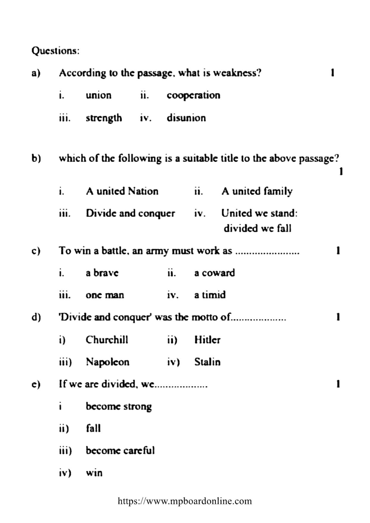 MP Board Class 10 English General 2022 Question Paper - Page 3