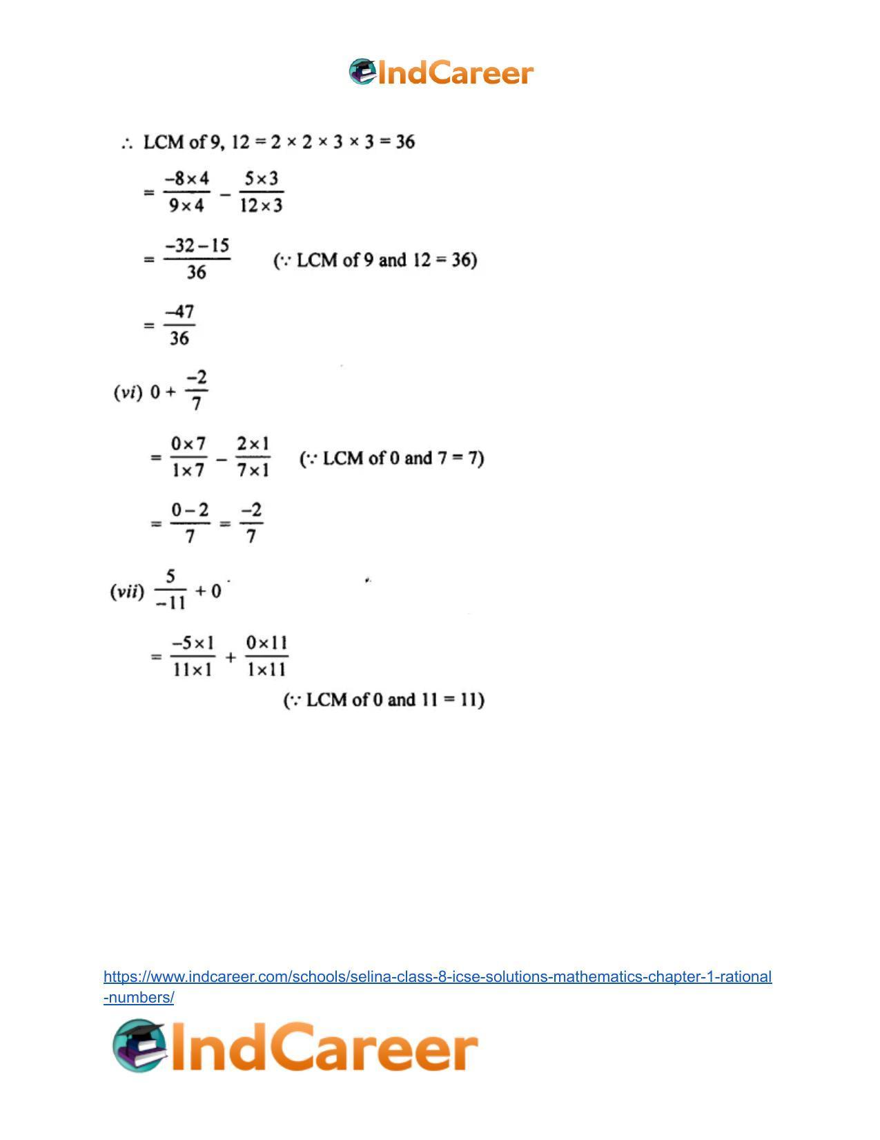 Selina Class 8 ICSE Solutions Mathematics : Chapter 1- Rational Numbers - Page 12