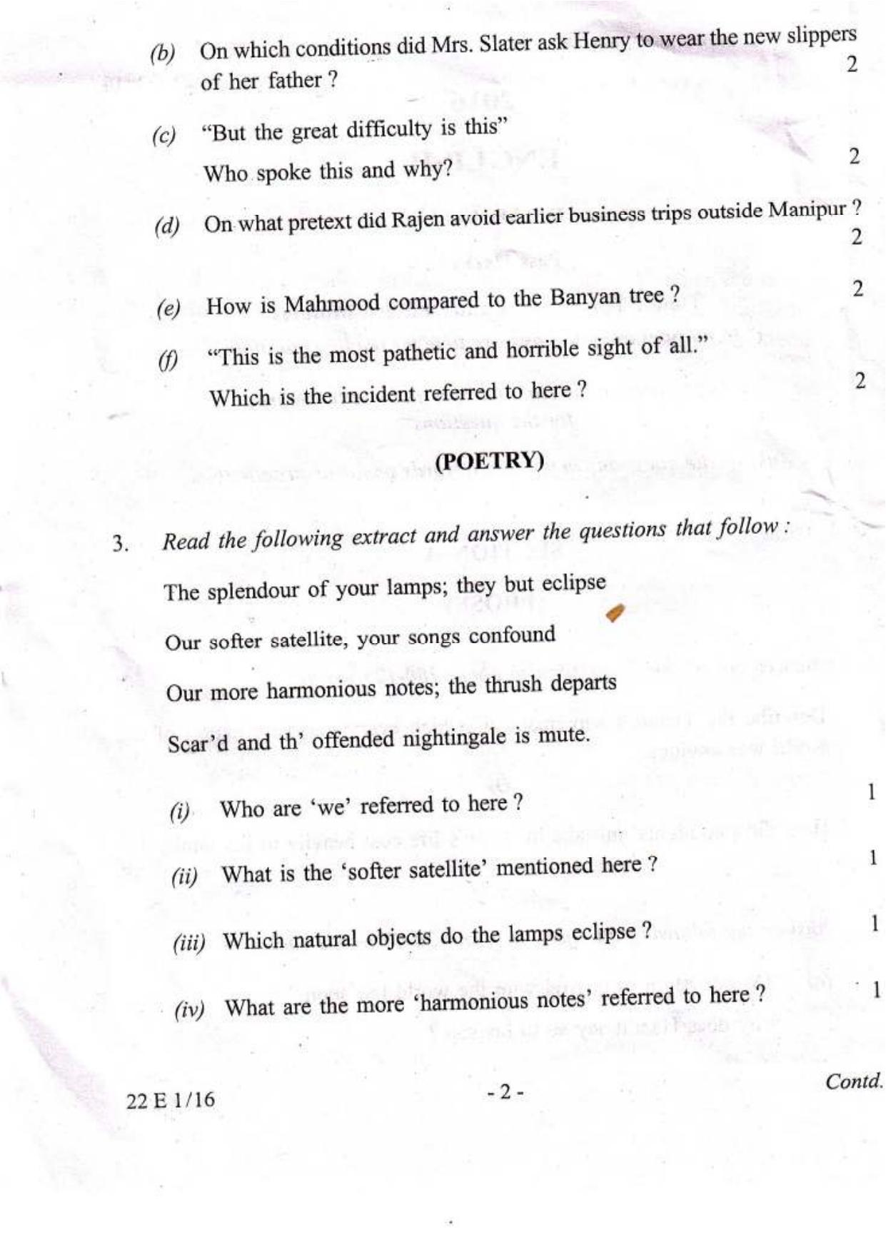 COHSEM Class 12 English 2016 Question Papers - Page 2
