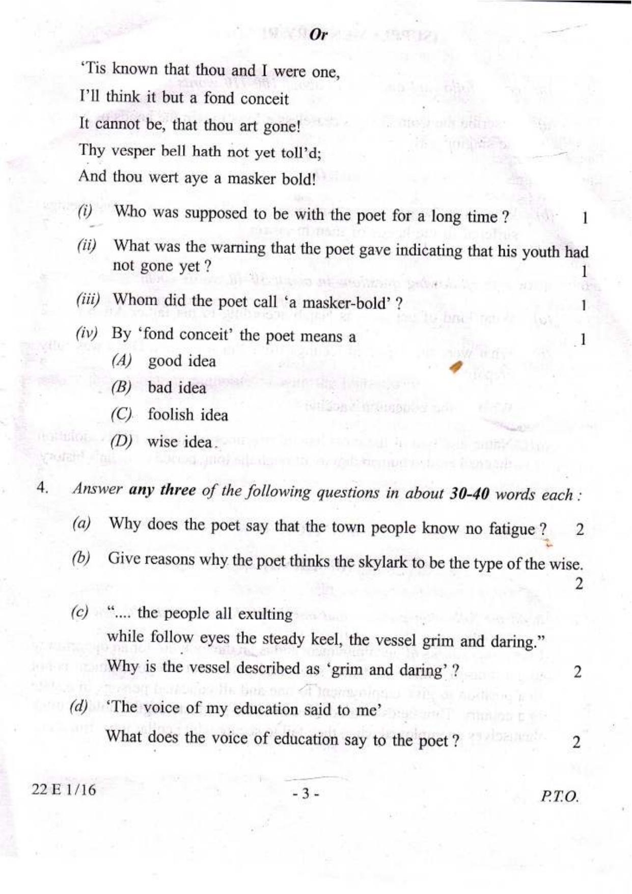 COHSEM Class 12 English 2016 Question Papers - Page 3