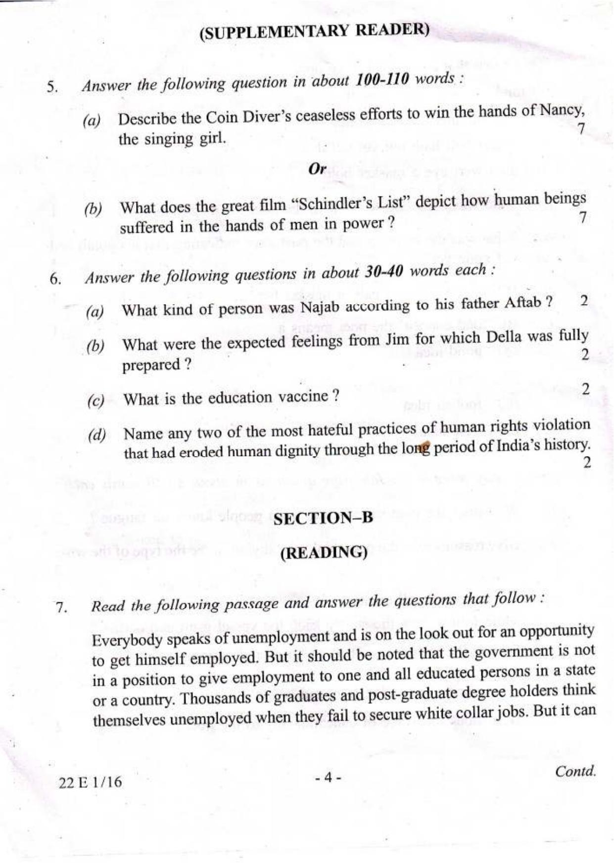 COHSEM Class 12 English 2016 Question Papers - Page 4