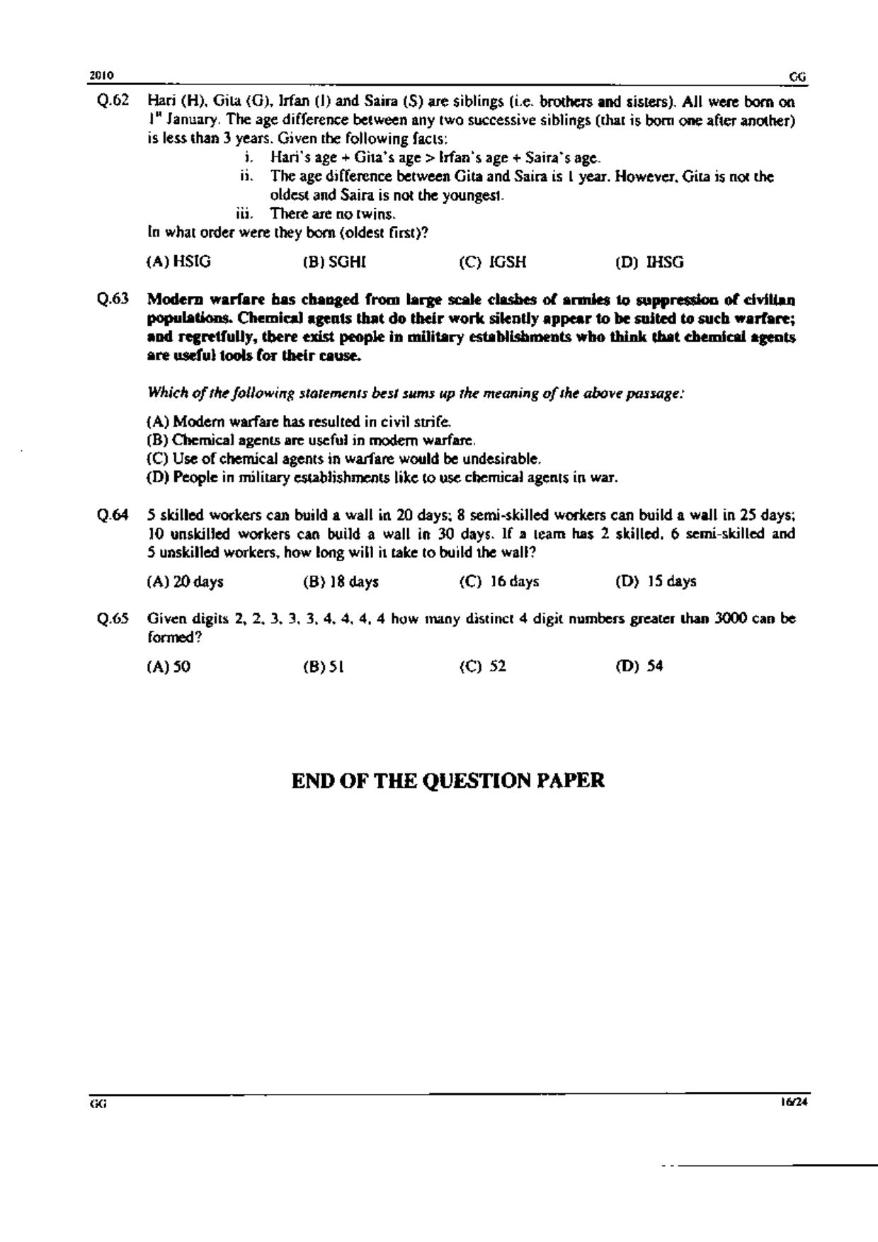 GATE 2010 Geology and Geophysics (GG) Question Paper with Answer Key - Page 16