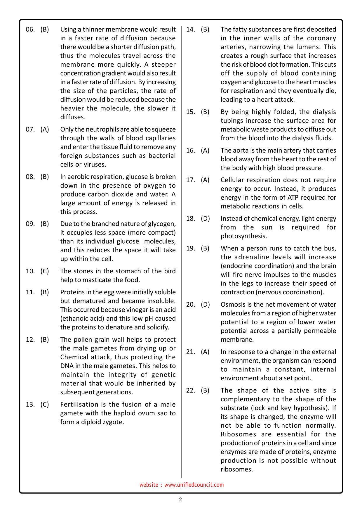 NSTSE 2023 Class 11 PCB Answer Key (Paper Code 489) - Page 2