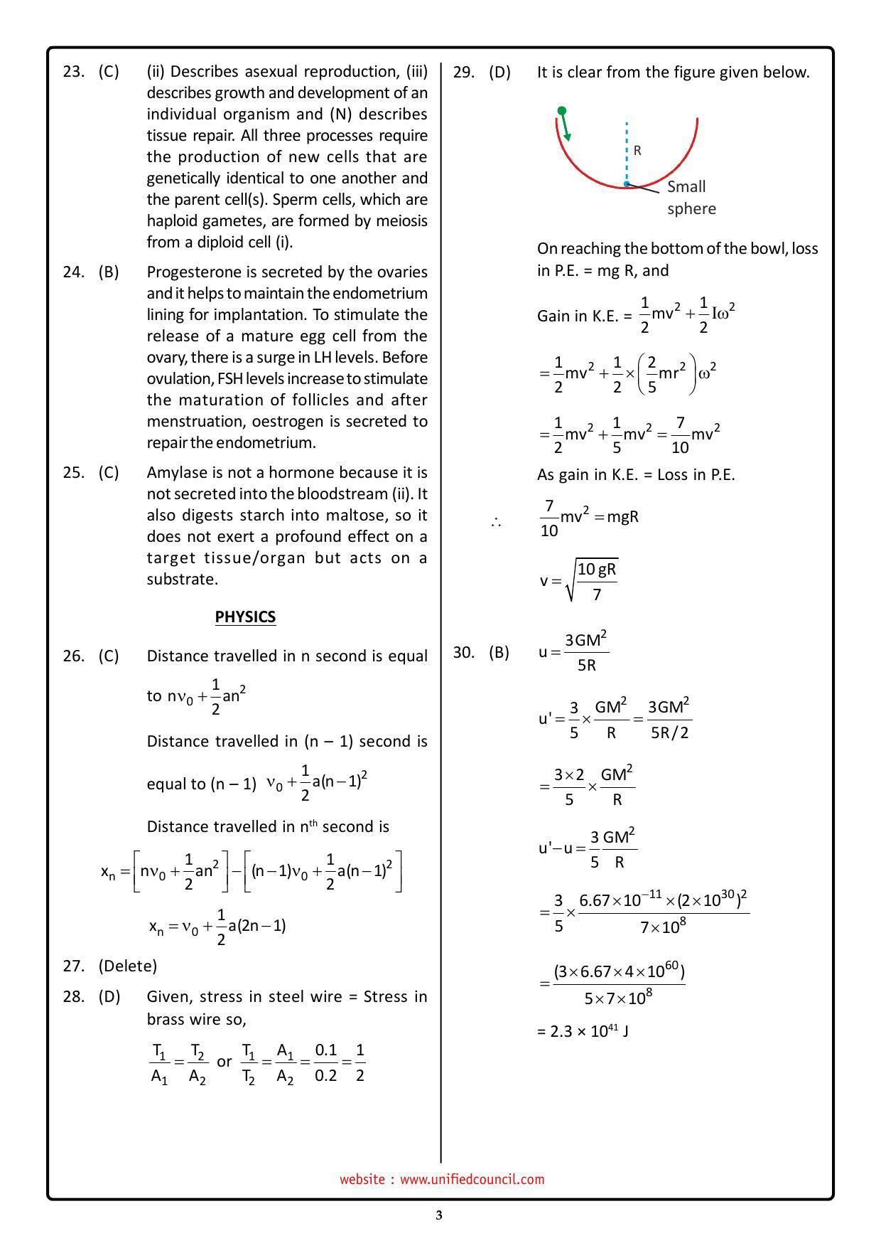 NSTSE 2023 Class 11 PCB Answer Key (Paper Code 489) - Page 3
