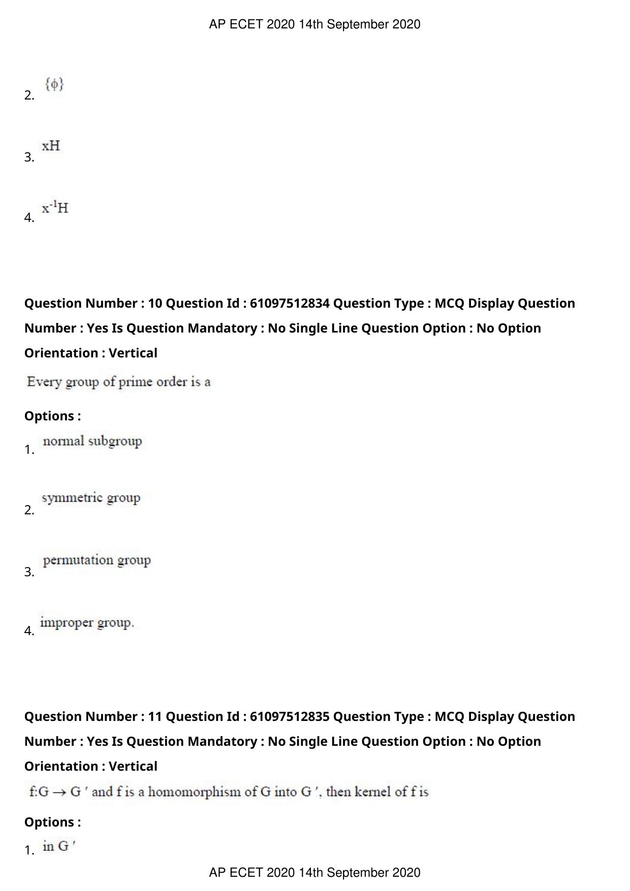 AP ECET 2020 - BSc Mathematics (Preview) Question Paper With Preliminary Keys - Page 6
