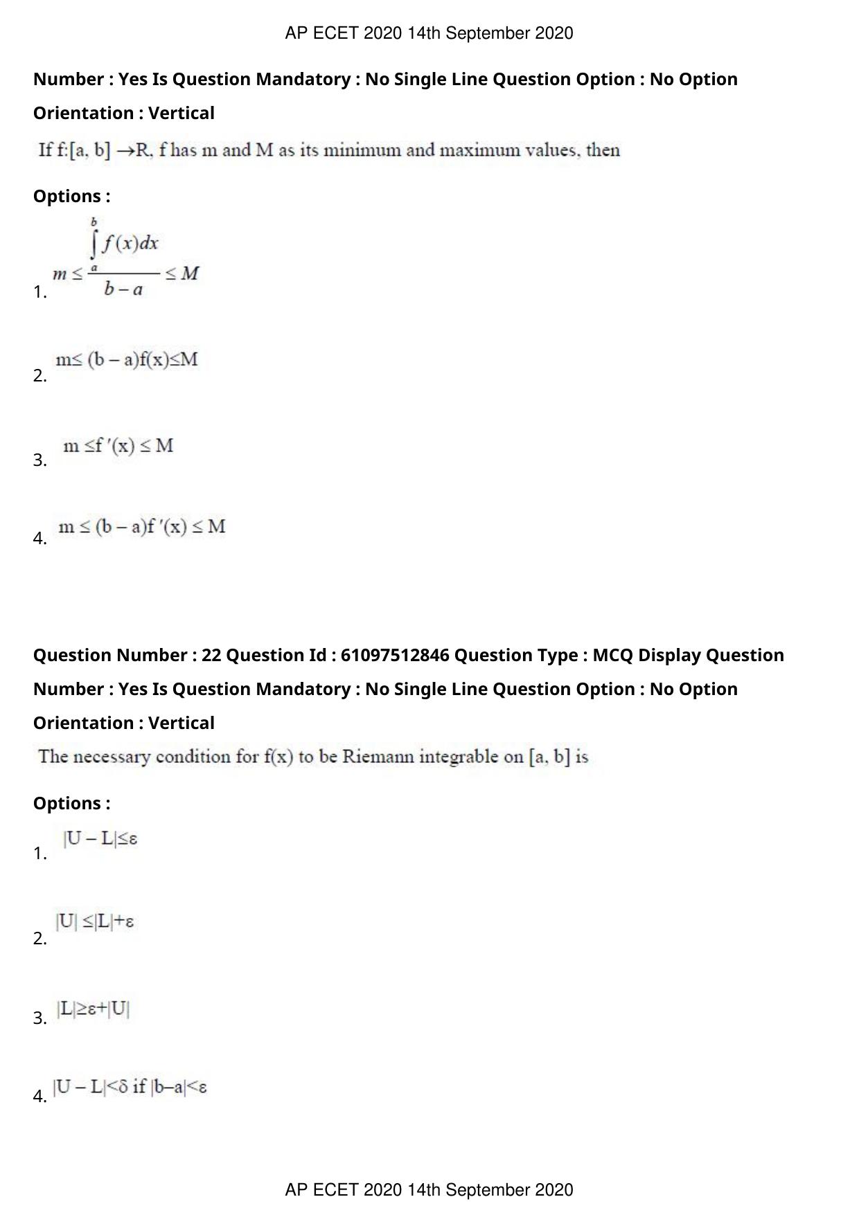 AP ECET 2020 - BSc Mathematics (Preview) Question Paper With Preliminary Keys - Page 12