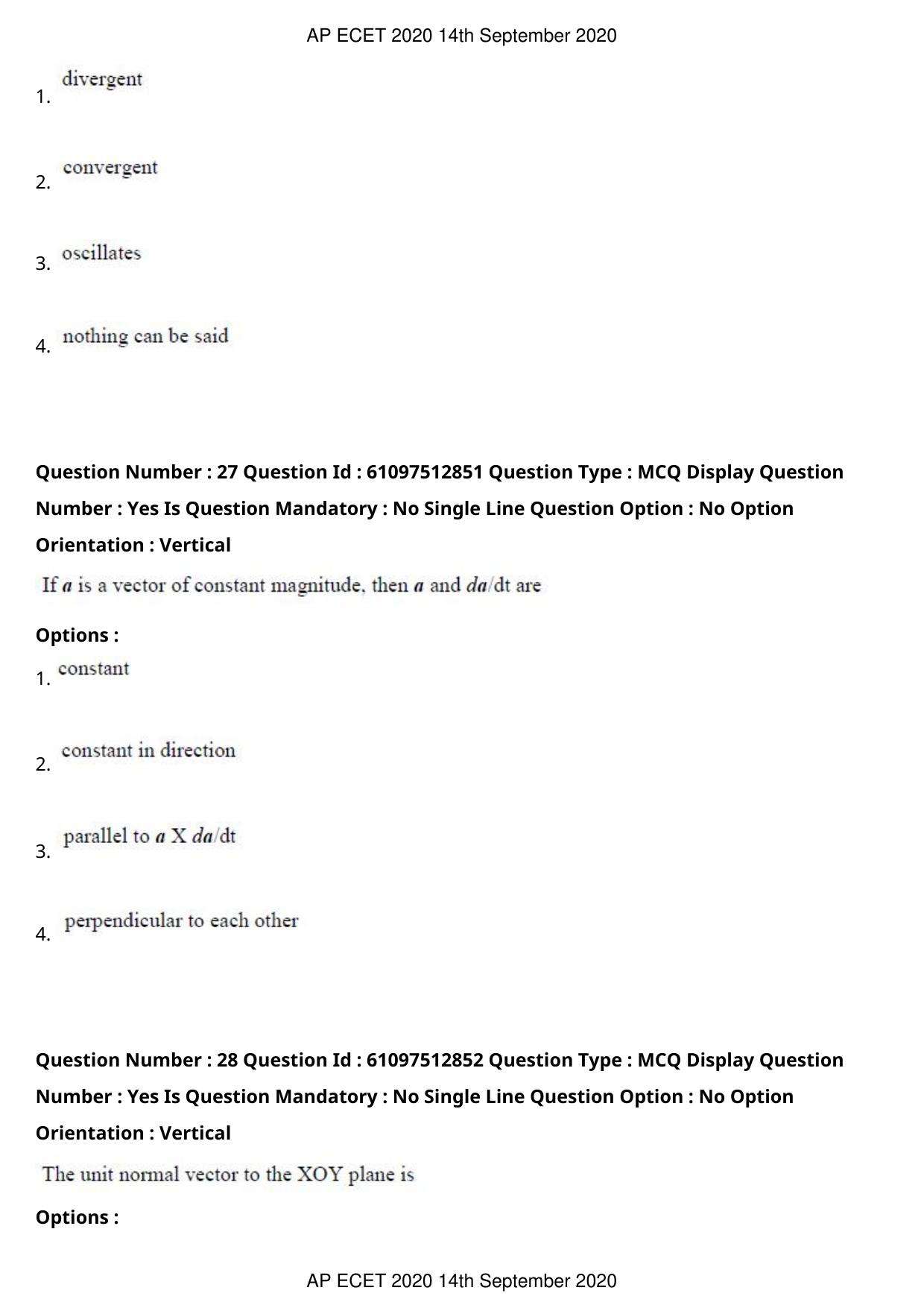 AP ECET 2020 - BSc Mathematics (Preview) Question Paper With Preliminary Keys - Page 15