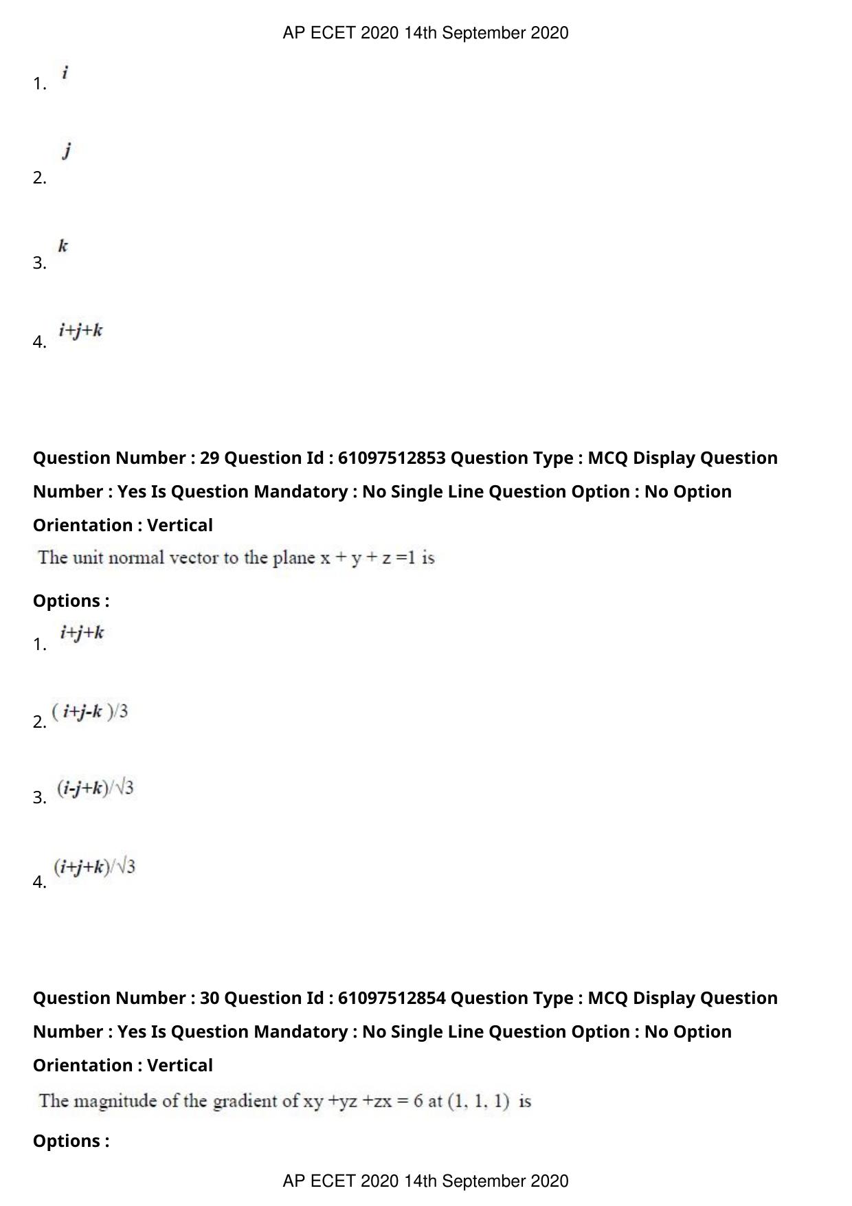 AP ECET 2020 - BSc Mathematics (Preview) Question Paper With Preliminary Keys - Page 16