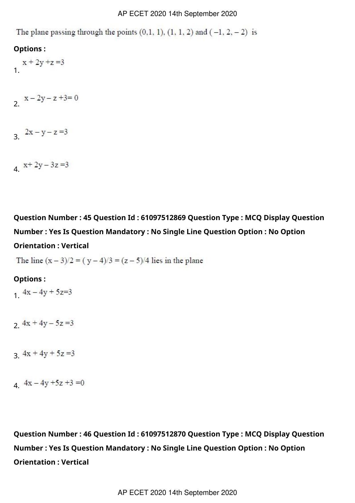 AP ECET 2020 - BSc Mathematics (Preview) Question Paper With Preliminary Keys - Page 24