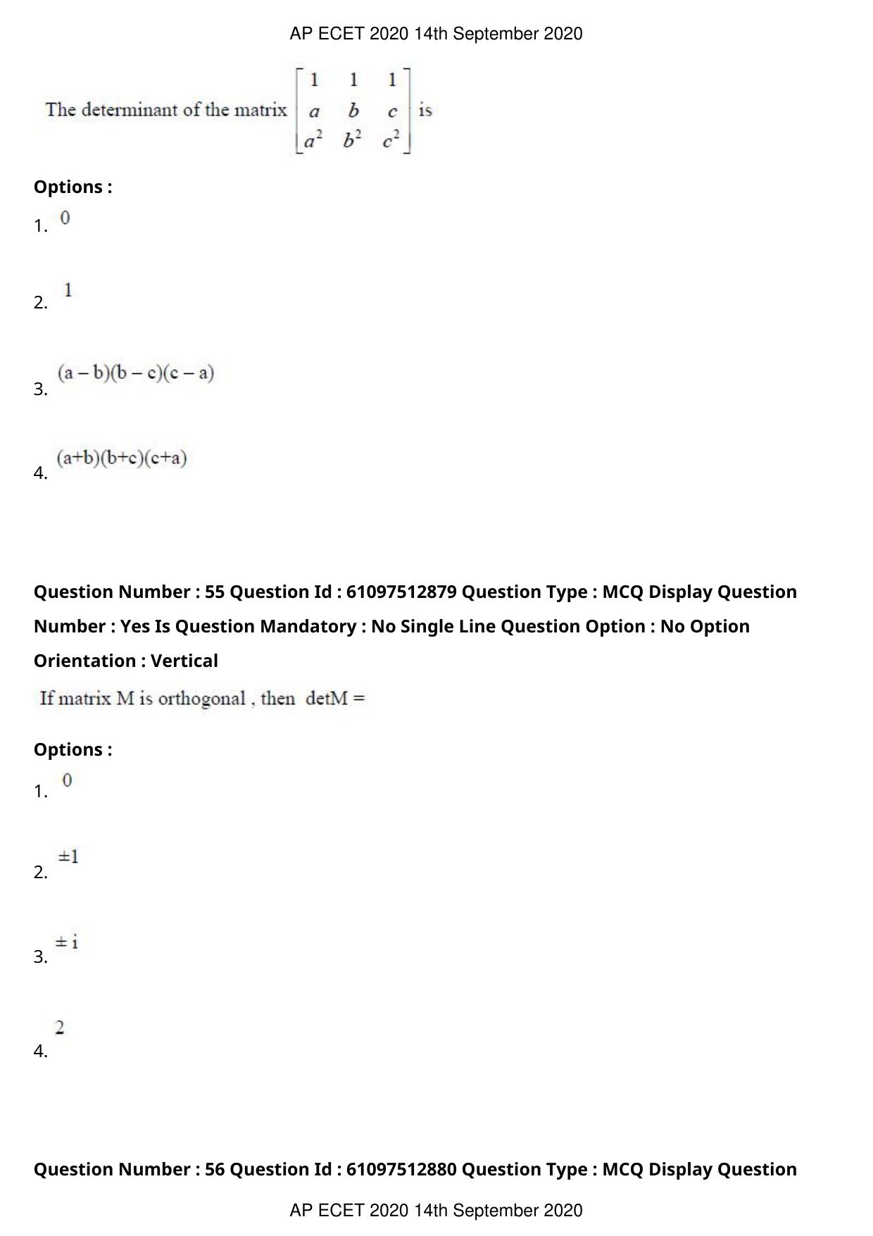 AP ECET 2020 - BSc Mathematics (Preview) Question Paper With Preliminary Keys - Page 29