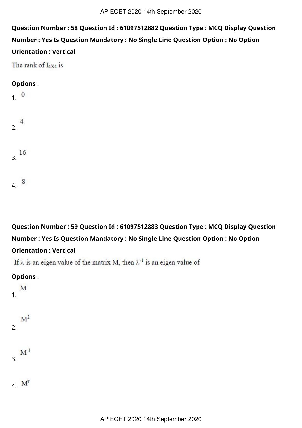 AP ECET 2020 - BSc Mathematics (Preview) Question Paper With Preliminary Keys - Page 31