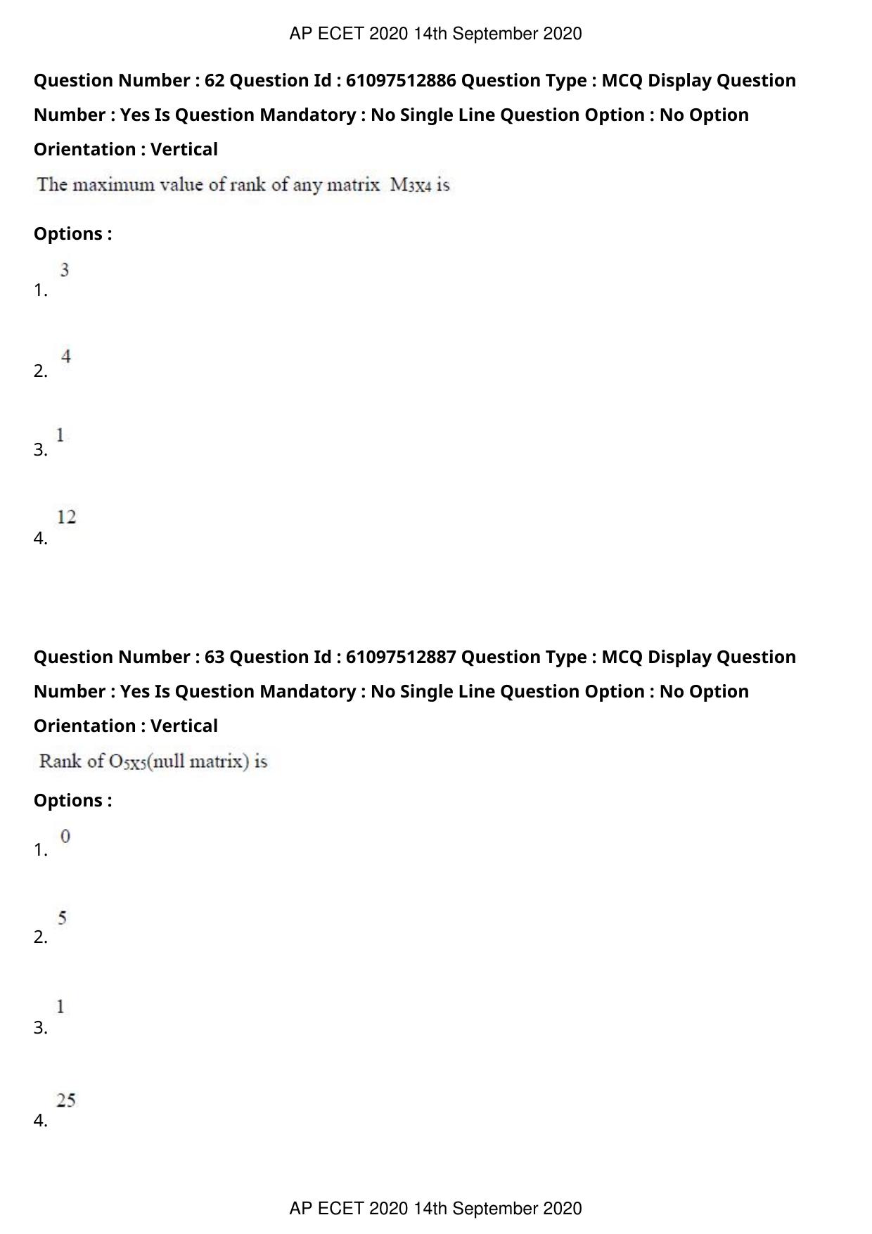 AP ECET 2020 - BSc Mathematics (Preview) Question Paper With Preliminary Keys - Page 33